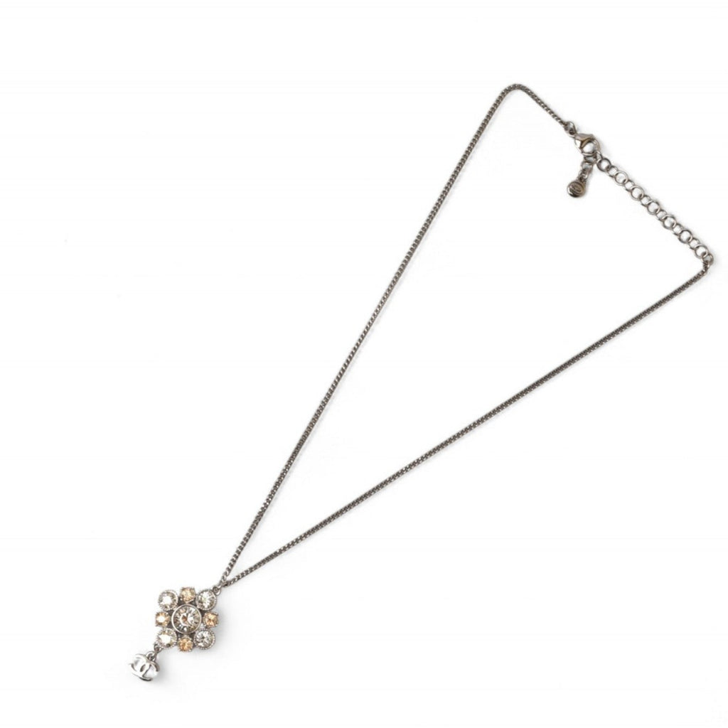 CC Logo Pendant Necklace Silver-Tone Metal