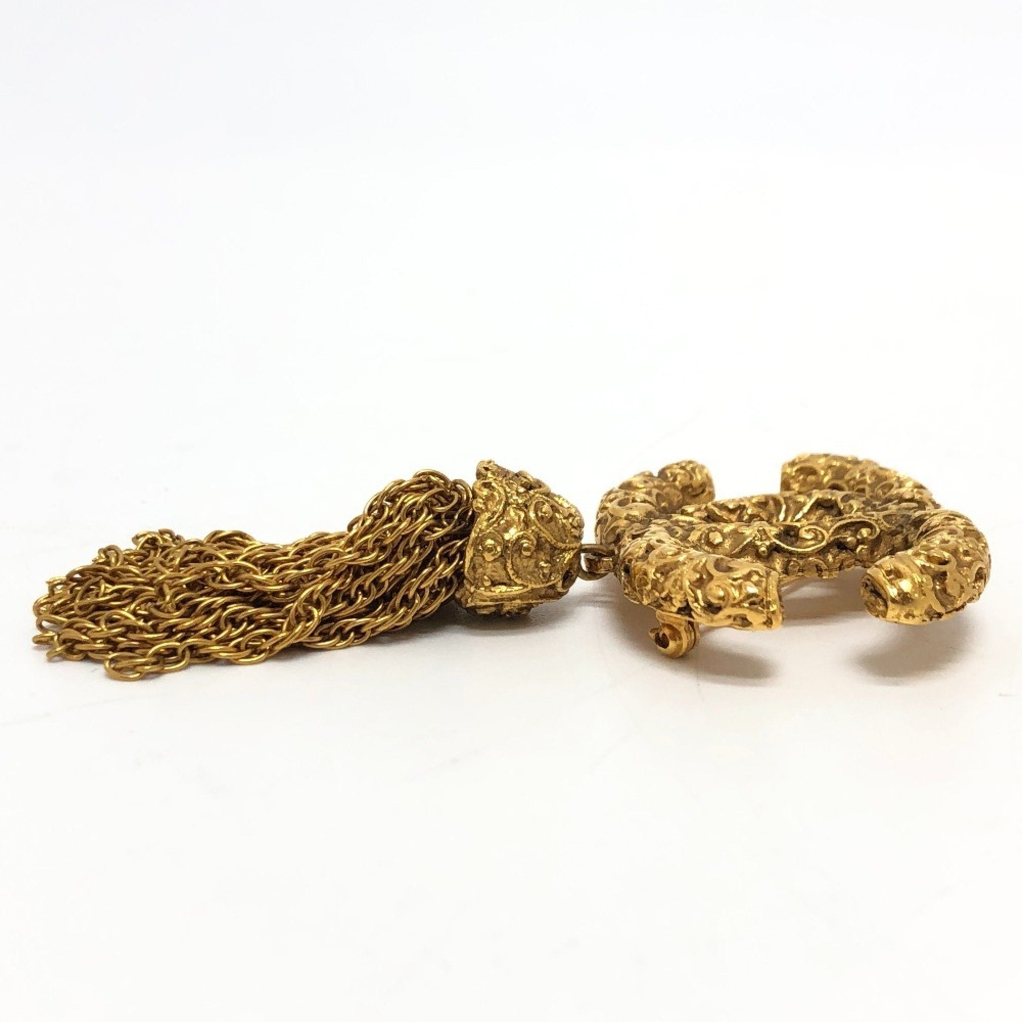 CC Logo Brooch Gold-Tone Metal