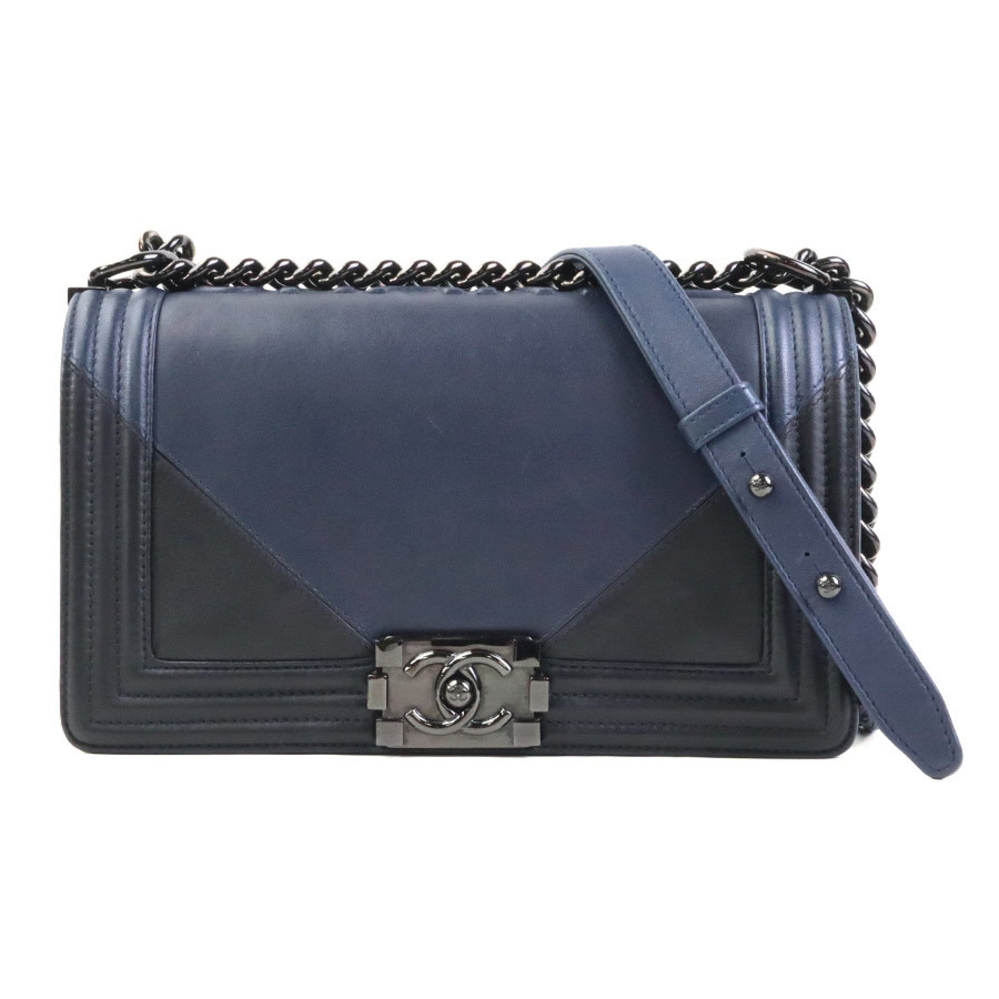 Bicolor Boy Flap Bag Lambskin Old Medium