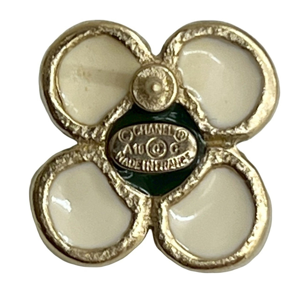 CC Logo Flower Earrings Metal Gold-Tone Metal