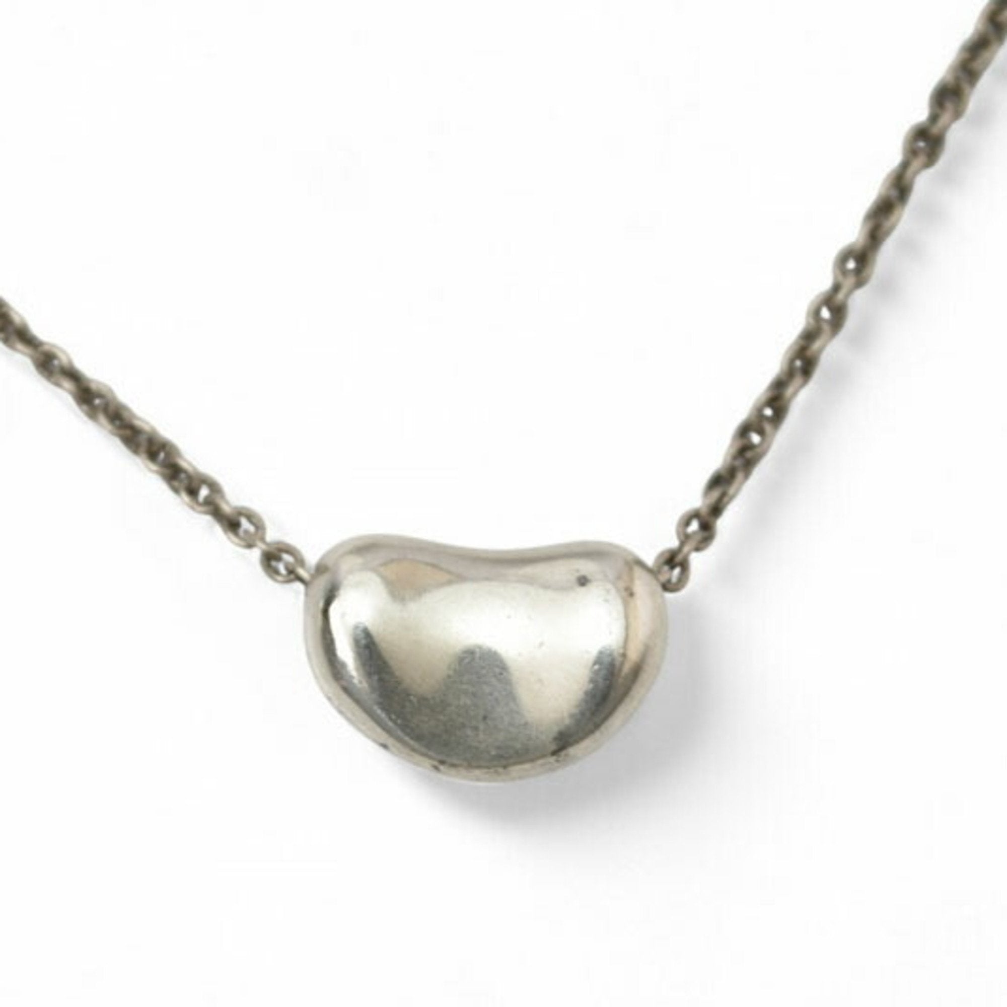 Bean Pendant Necklace Sterling Silver 7mm
