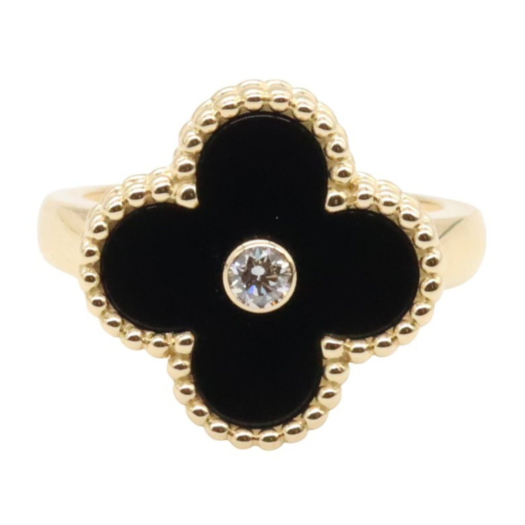 Vintage Alhambra Ring 18K Yellow Gold and Onyx