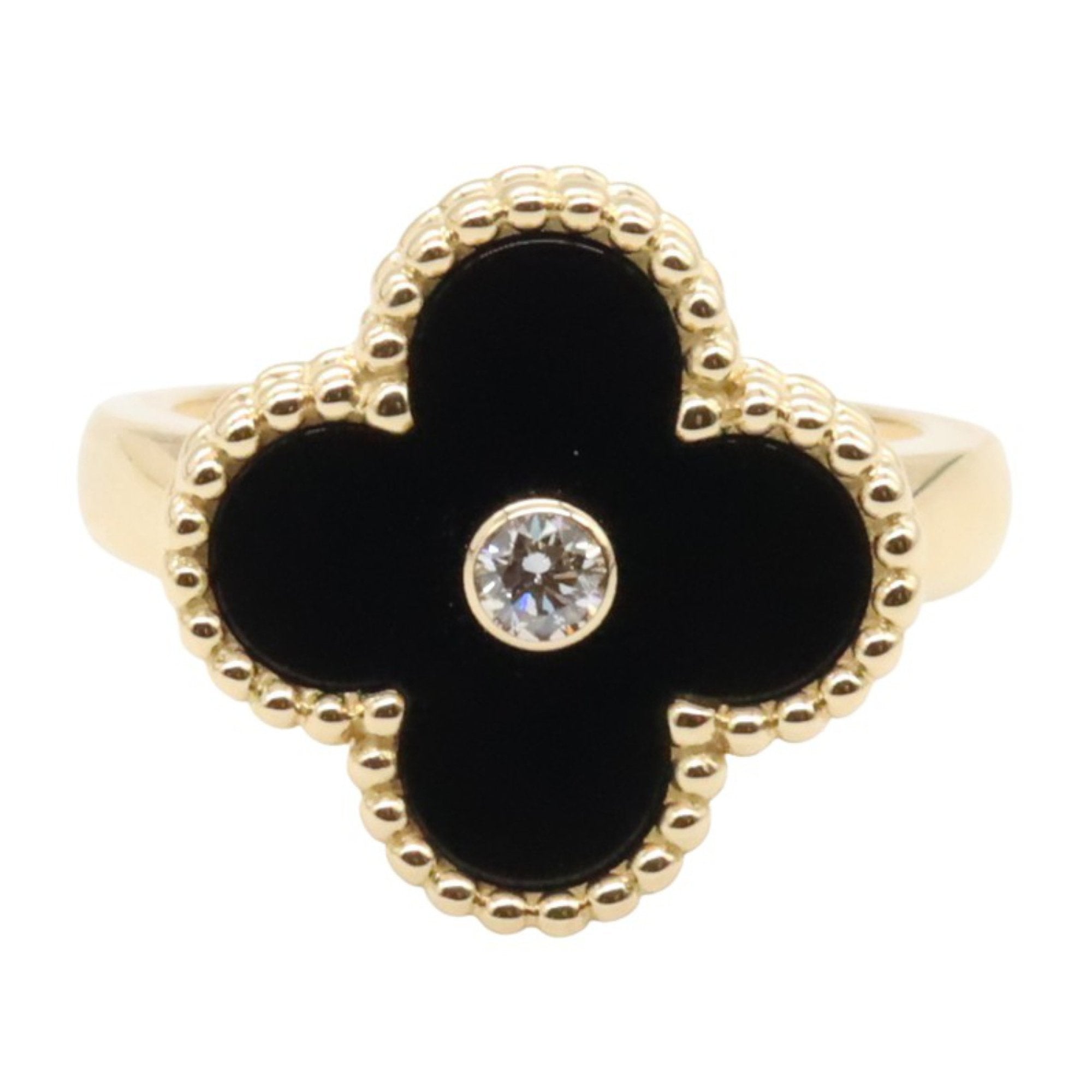 Vintage Alhambra Ring 18K Yellow Gold and Onyx