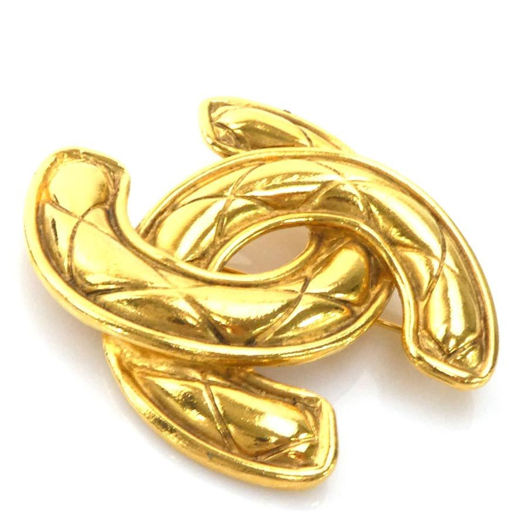 CC Logo Brooch Gold-Tone Metal