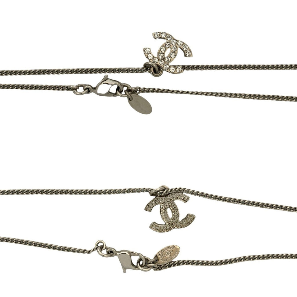 CC Logo Pendant Necklace Silver-Tone Metal