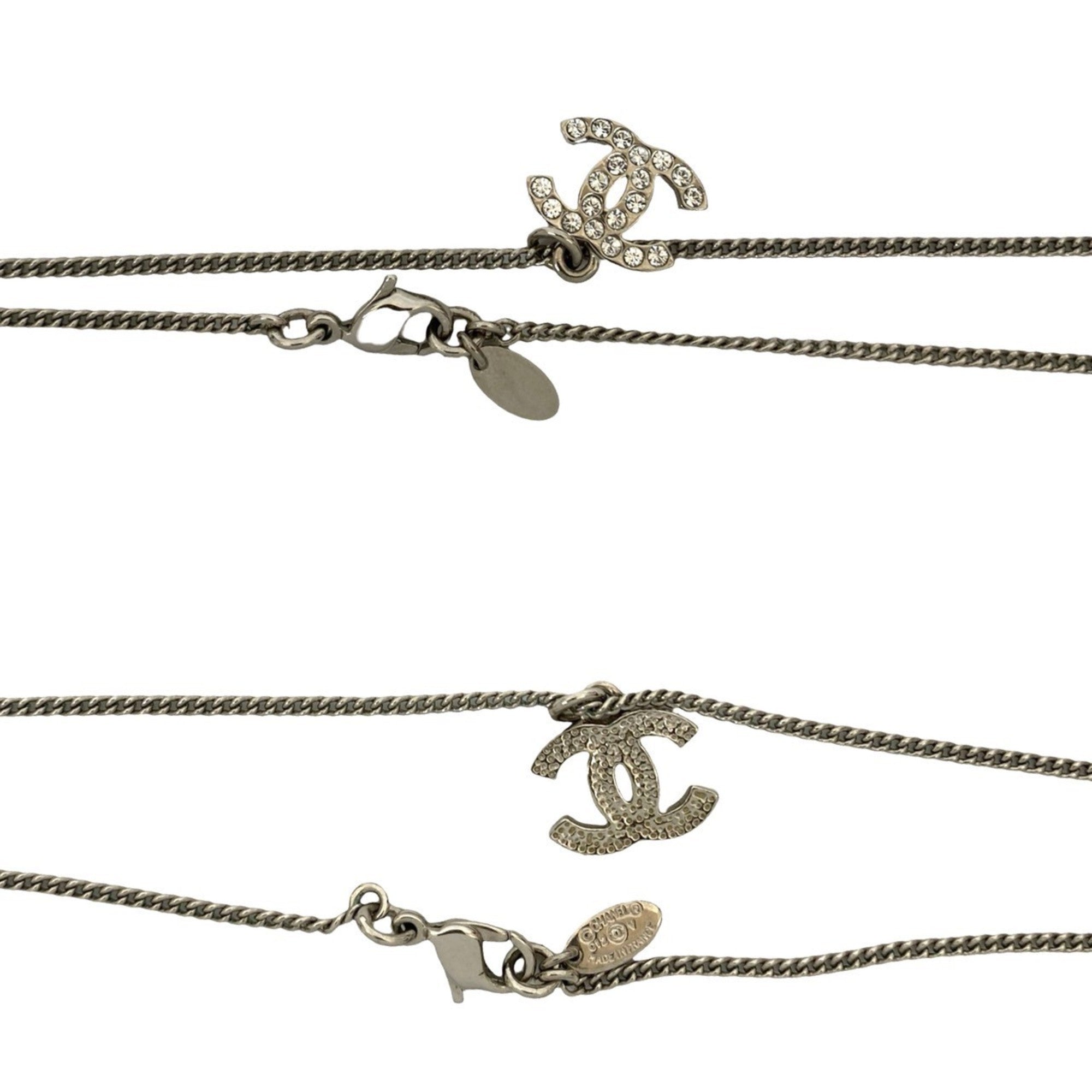 CC Logo Pendant Necklace Silver-Tone Metal