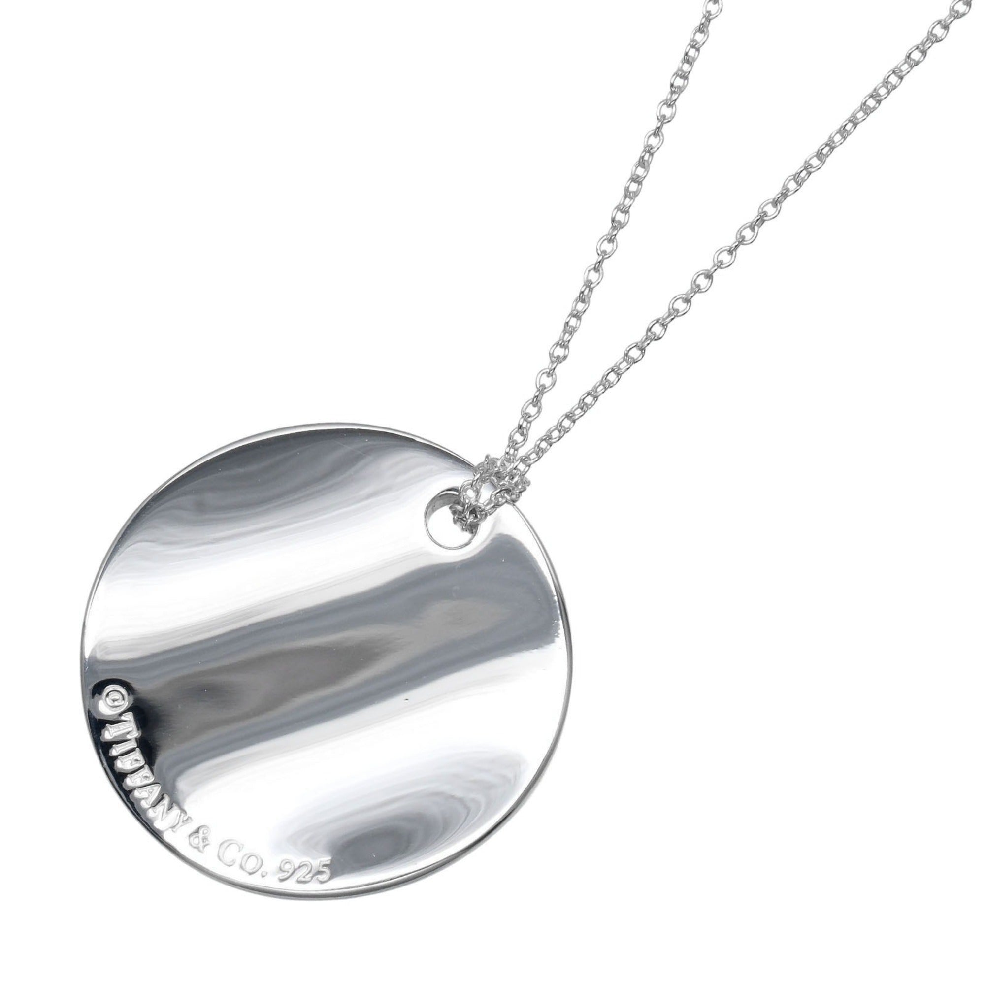 Round Tag Pendant Necklace Sterling Silver