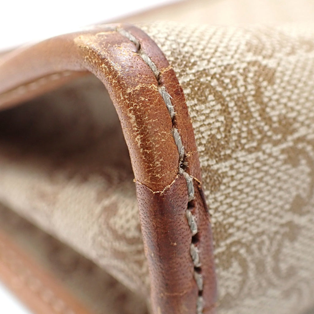 Vintage Saddle Flap Shoulder Bag Macadam Coated Canvas Small
