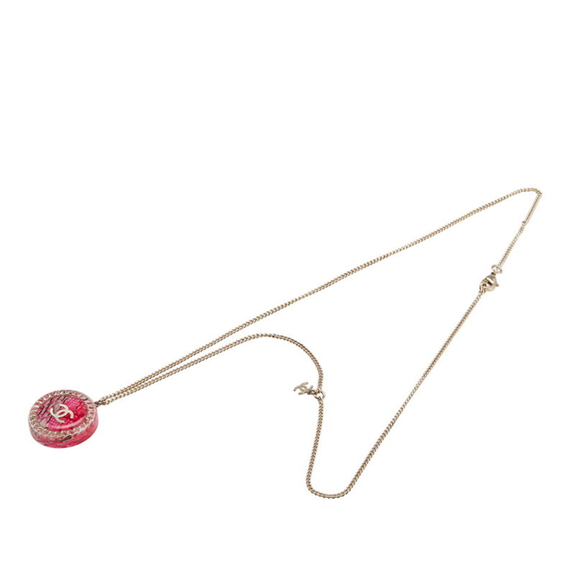 CC Logo Chain Pendant Necklace Gold-Tone Metal
