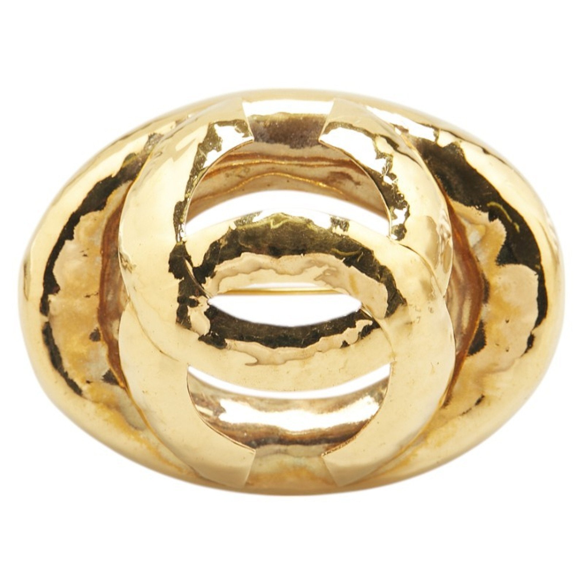 CC Logo Circle Oval Brooch Metal