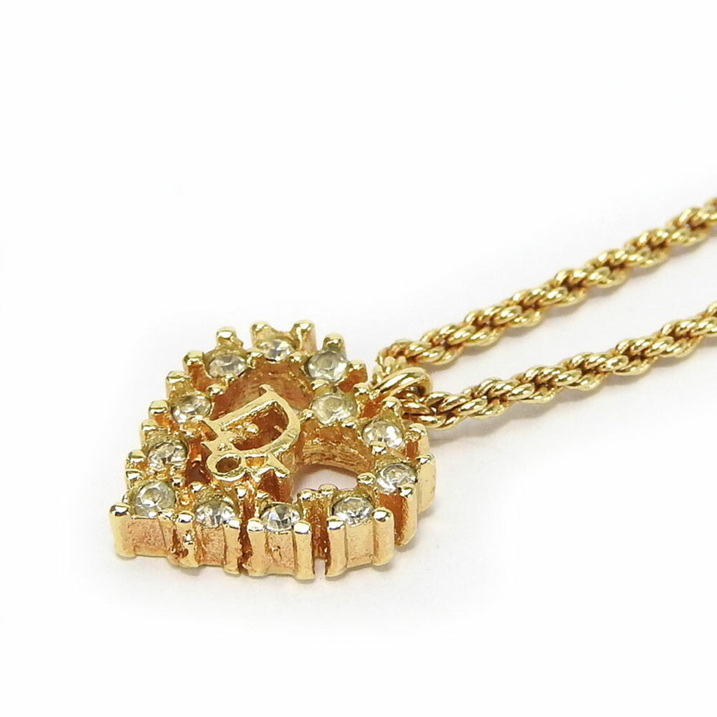 Pendant Necklace Metal Gold with Rhinestone