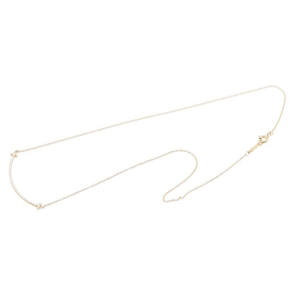 T Smile Pendant Necklace 18K Rose Gold with Diamonds