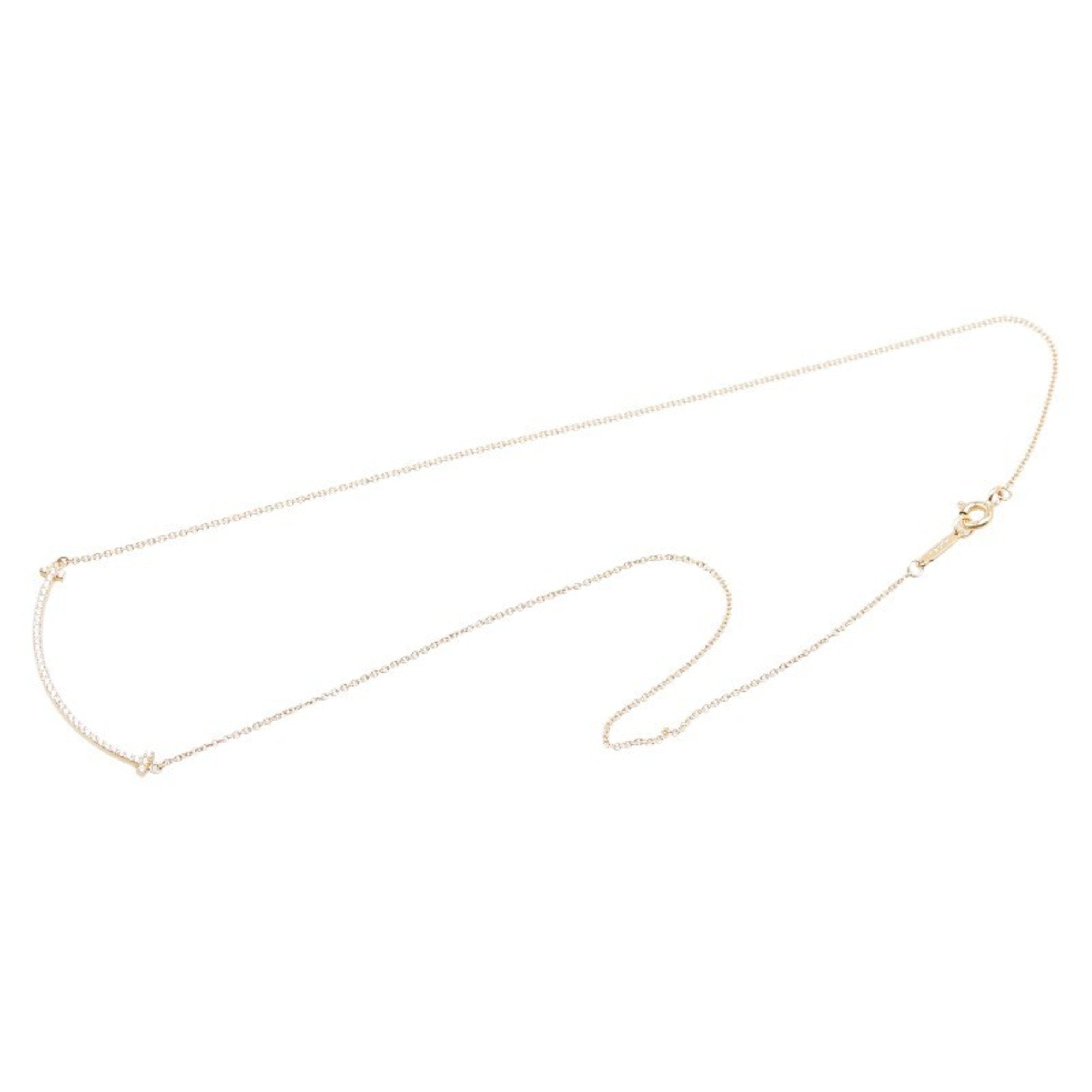 T Smile Pendant Necklace 18K Rose Gold with Diamonds