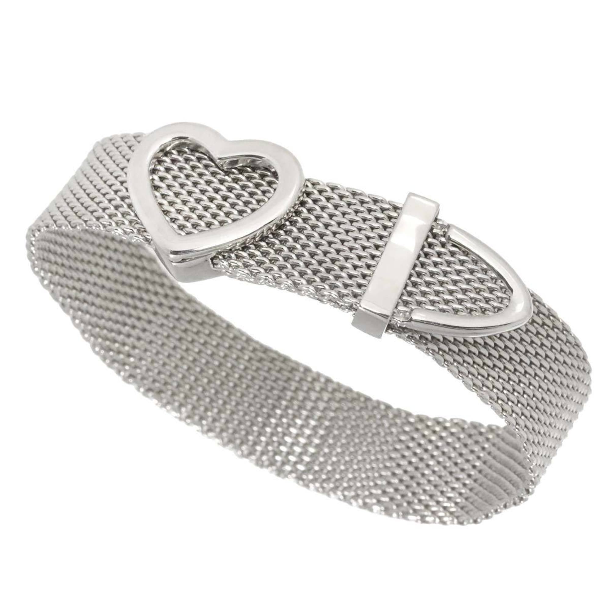 Somerset Heart Mesh Bracelet Sterling Silver 17cm