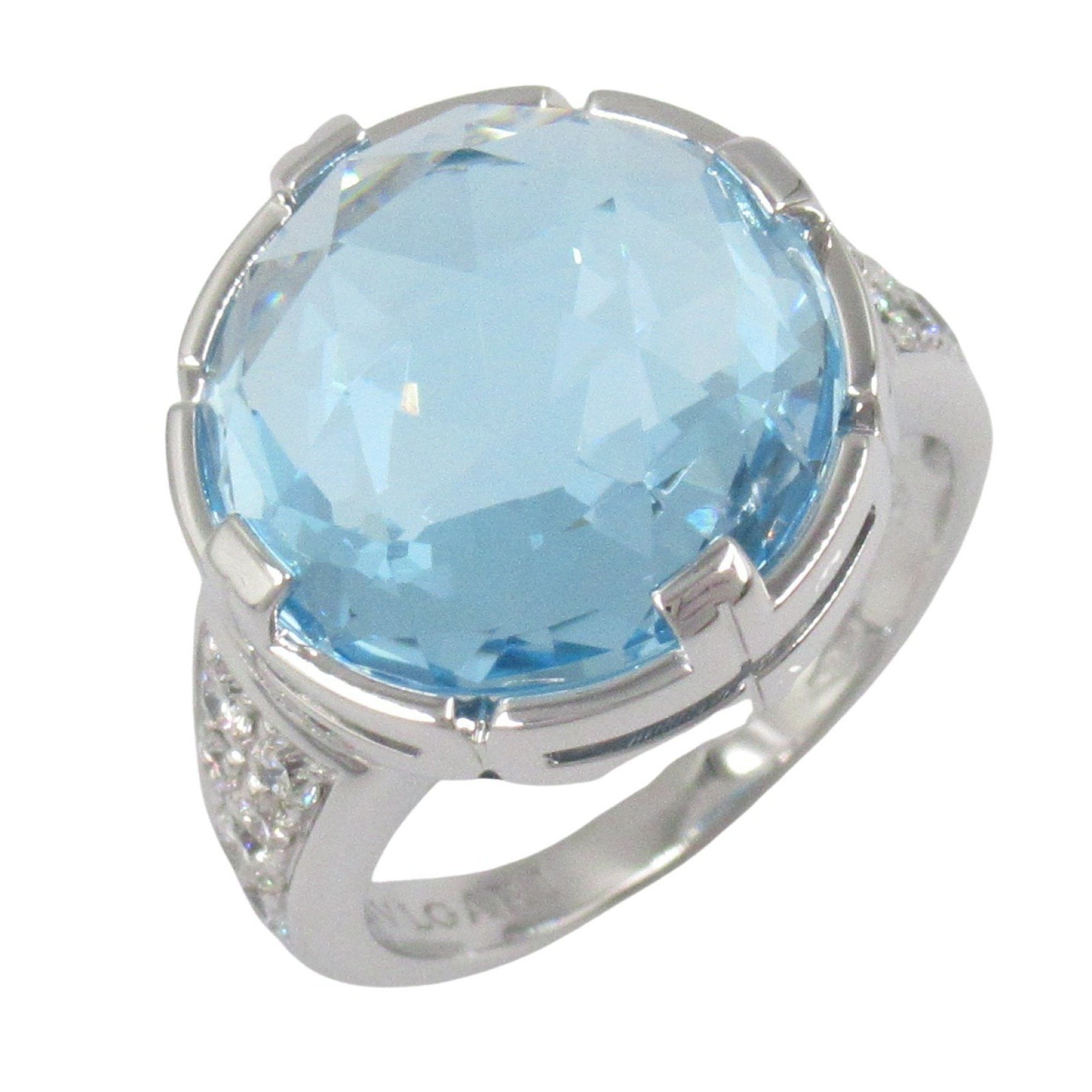 Parentesi Band Ring 18K White Gold with Diamond and Blue Topaz
