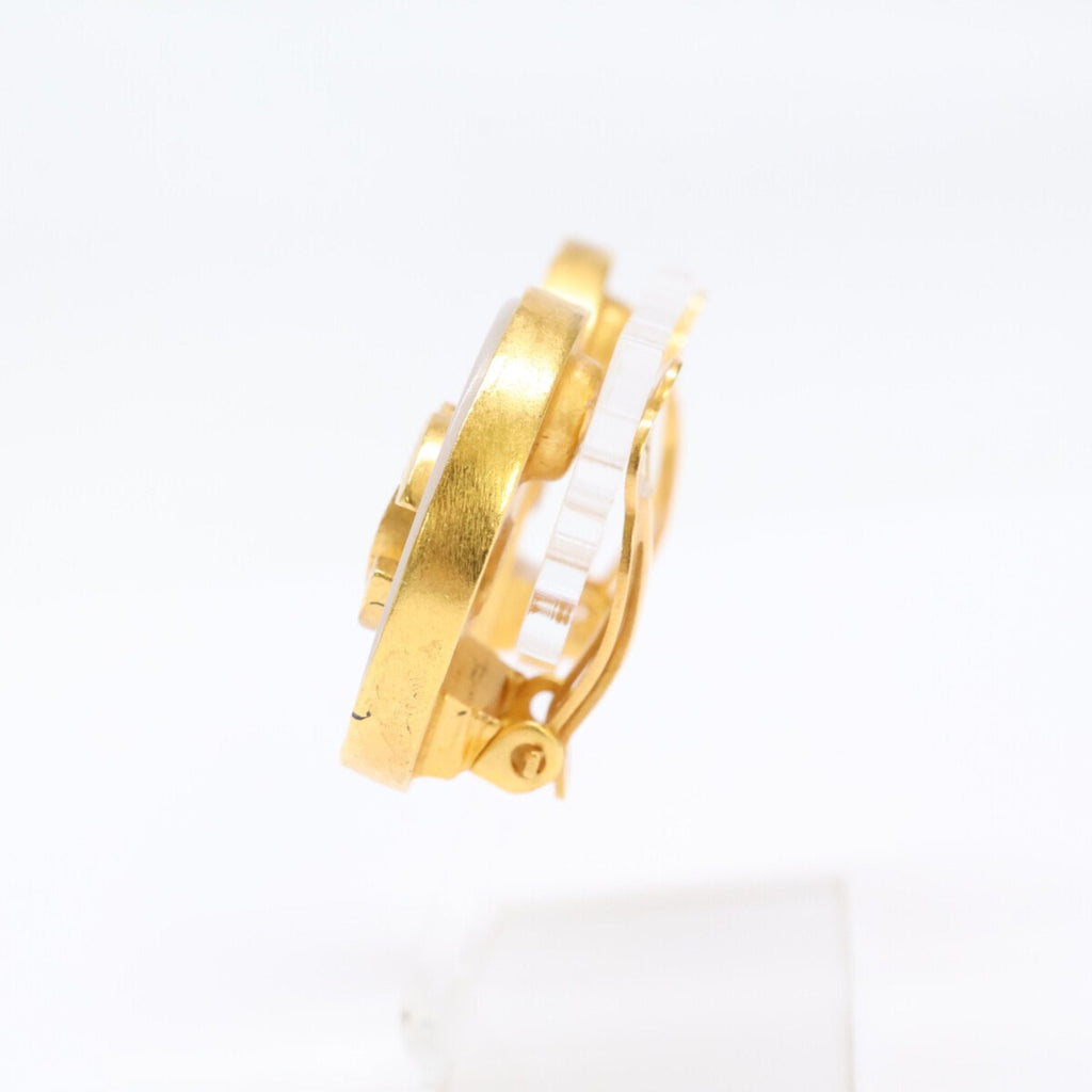 CC Logo Circle Clip-On Earrings Gold-Tone Metal