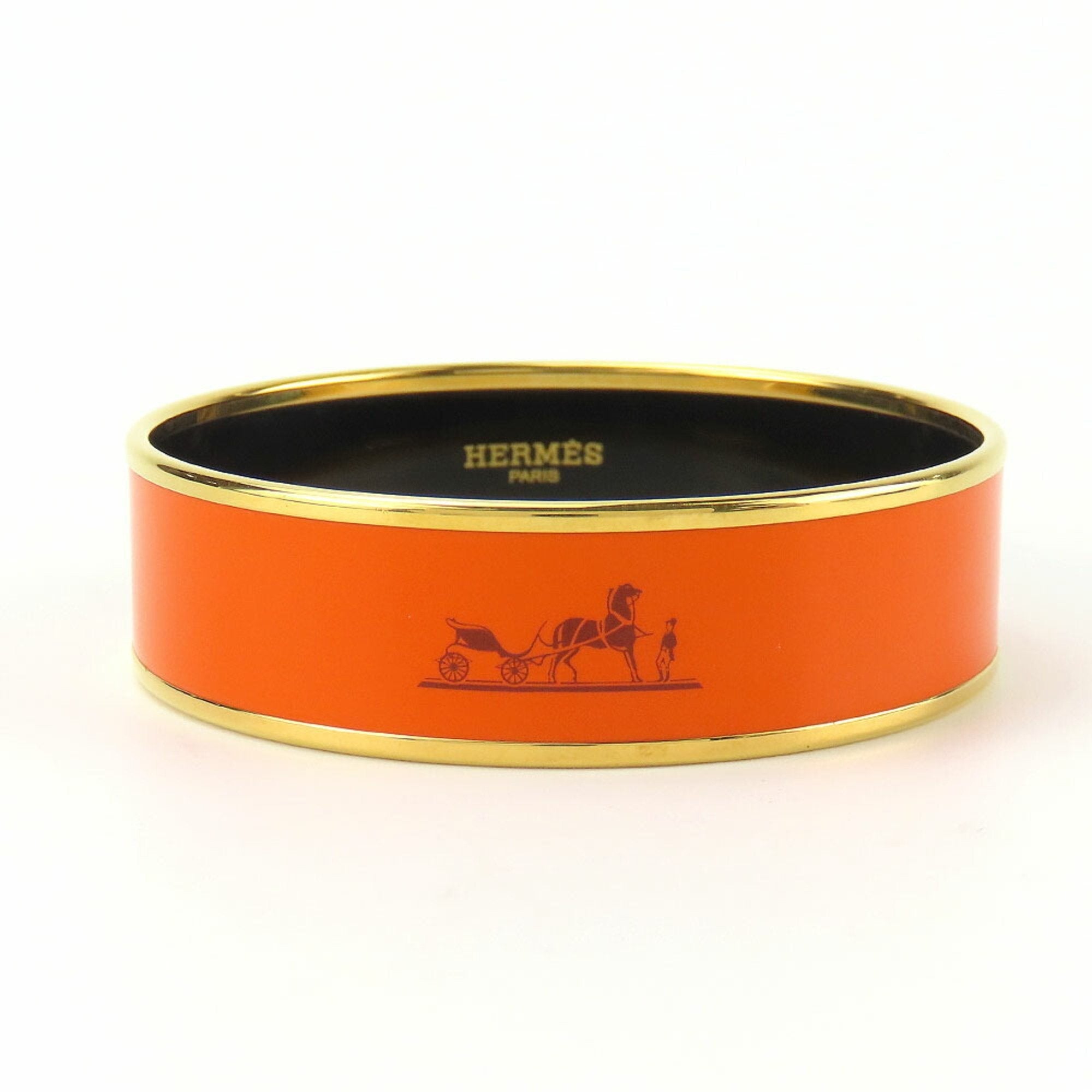 Bangle Bracelet Enamel and Metal Orange