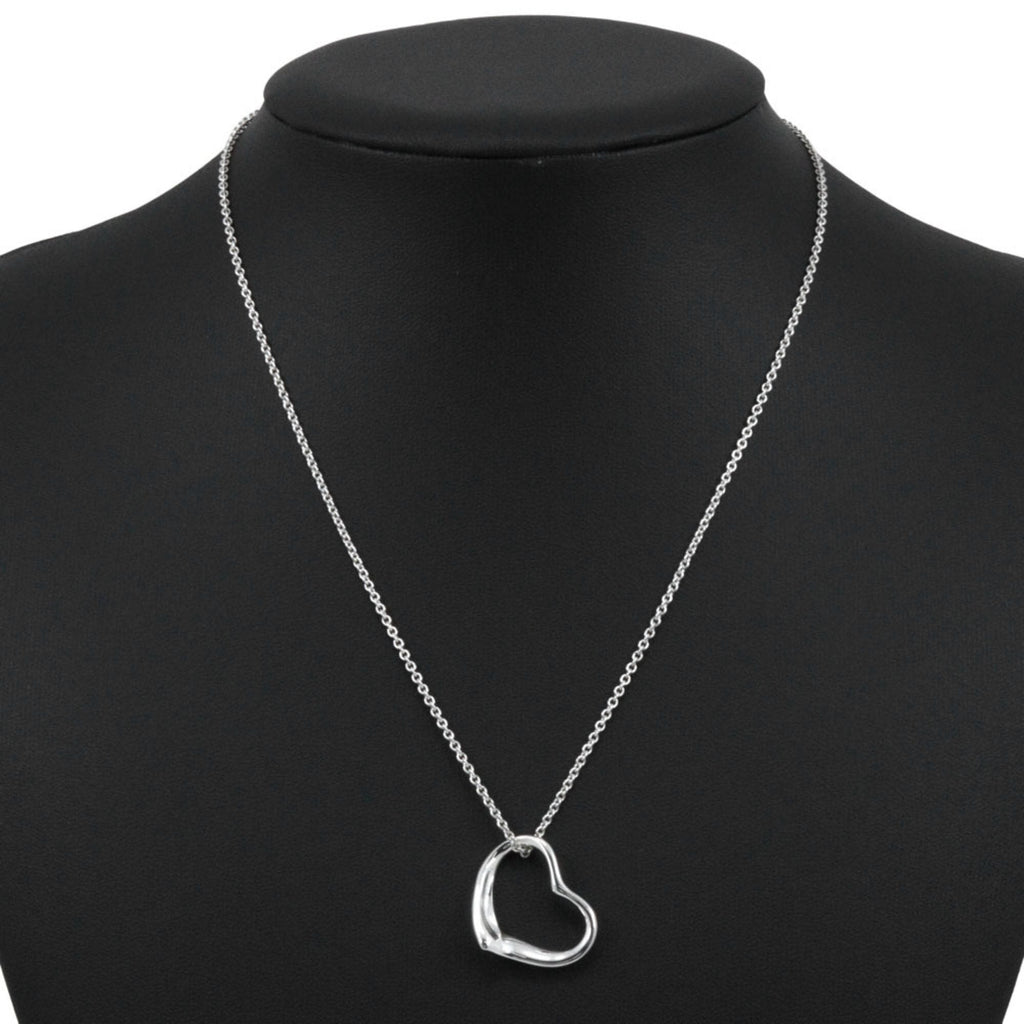 Open Heart Pendant Necklace Sterling Silver 21mm