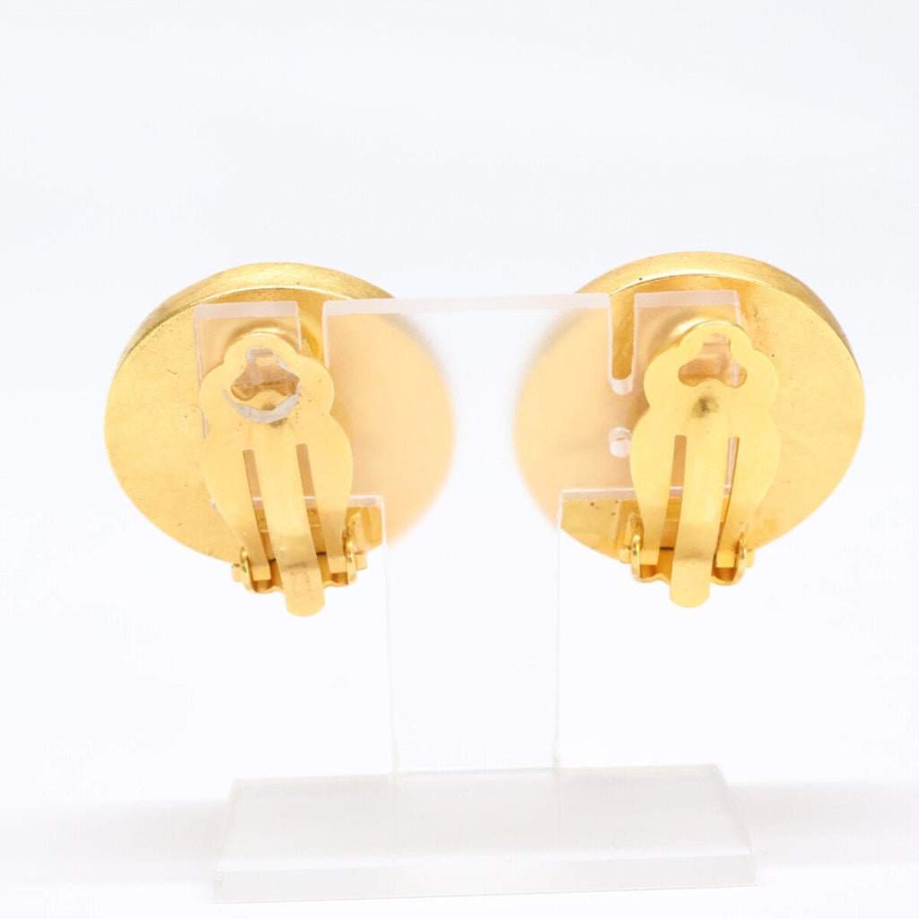 CC Logo Circle Clip-On Earrings Gold-Tone Metal