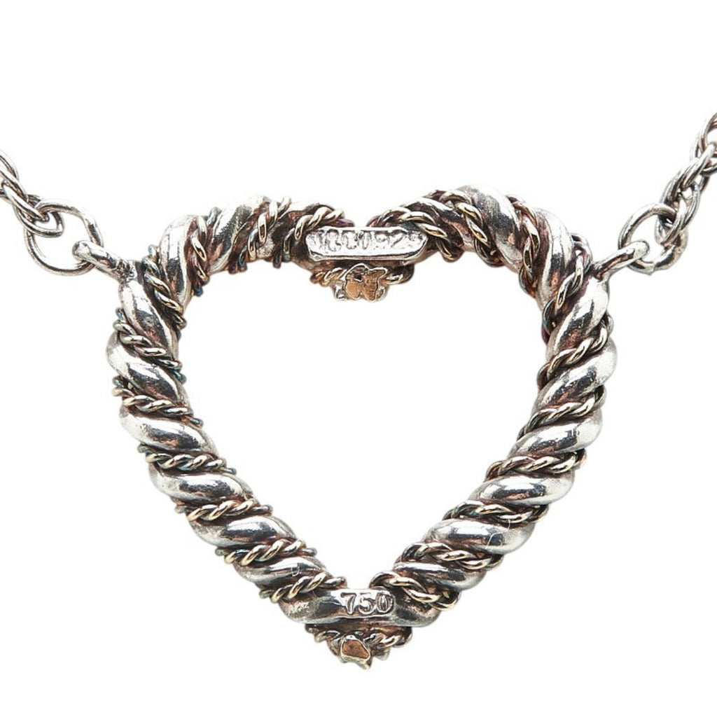 Twisted Heart Pendant Necklace Sterling Silver