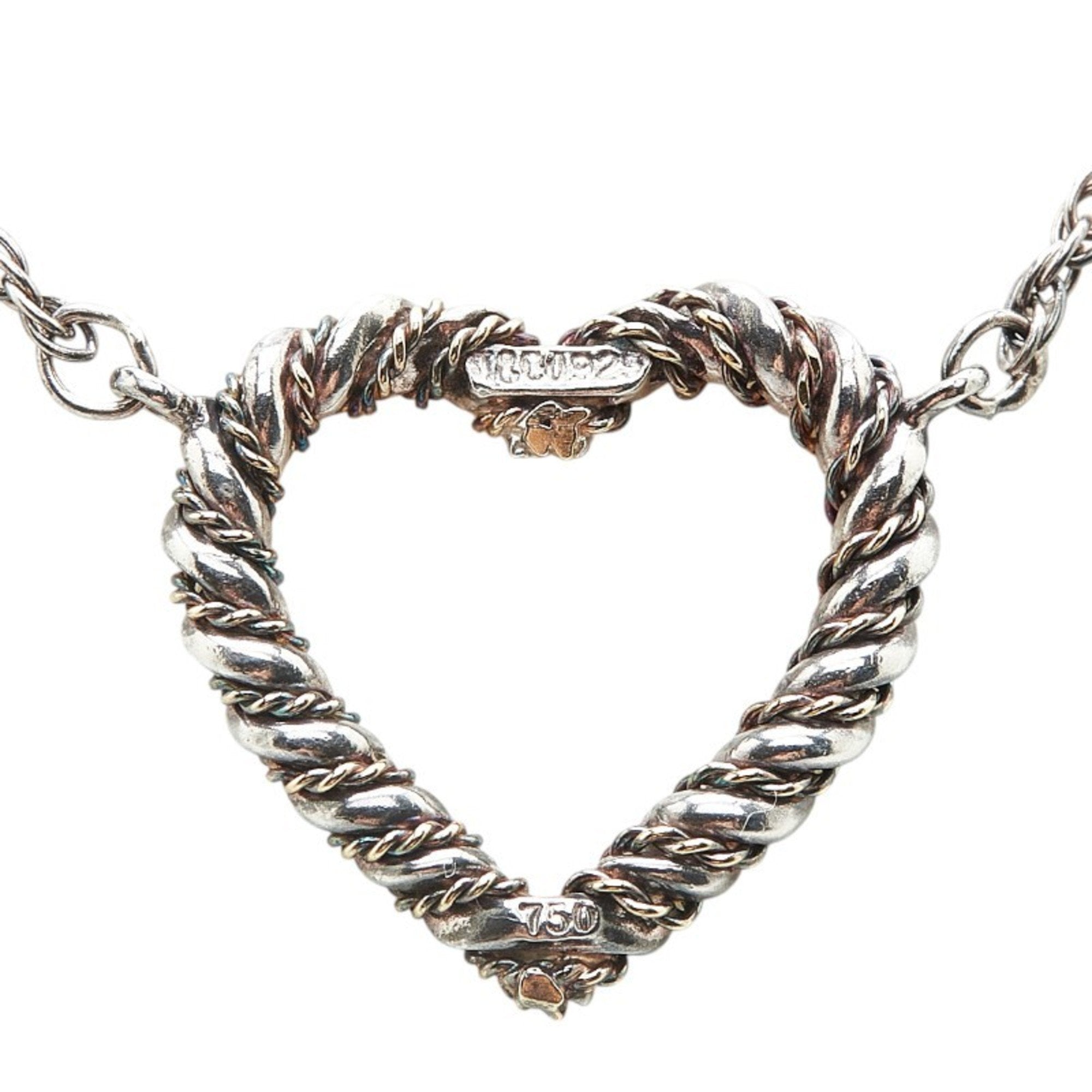 Twisted Heart Pendant Necklace Sterling Silver
