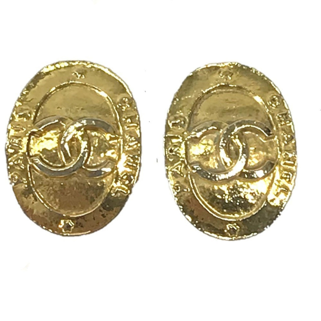 CC Logo Clip-On Earrings Gold-Tone Metal Gold-Tone Metal