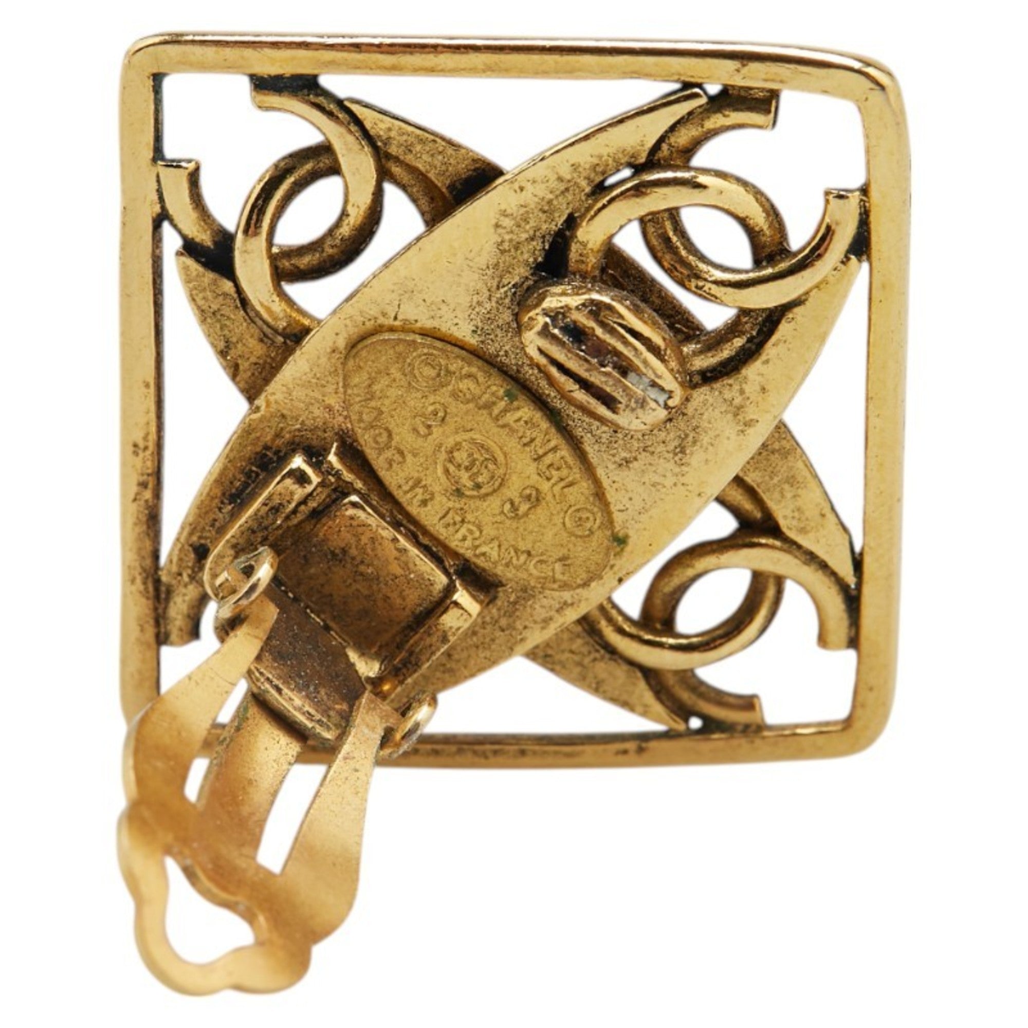 CC Logo Clip-On Earrings Metal Gold-Tone Metal