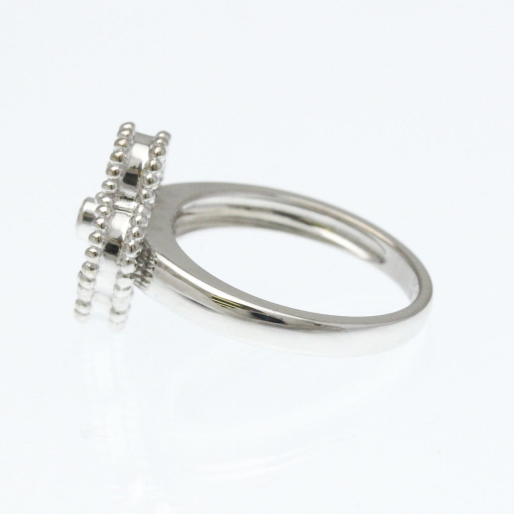 Vintage Alhambra Ring Sterling Silver and 18K White Gold and Mother of Pearl