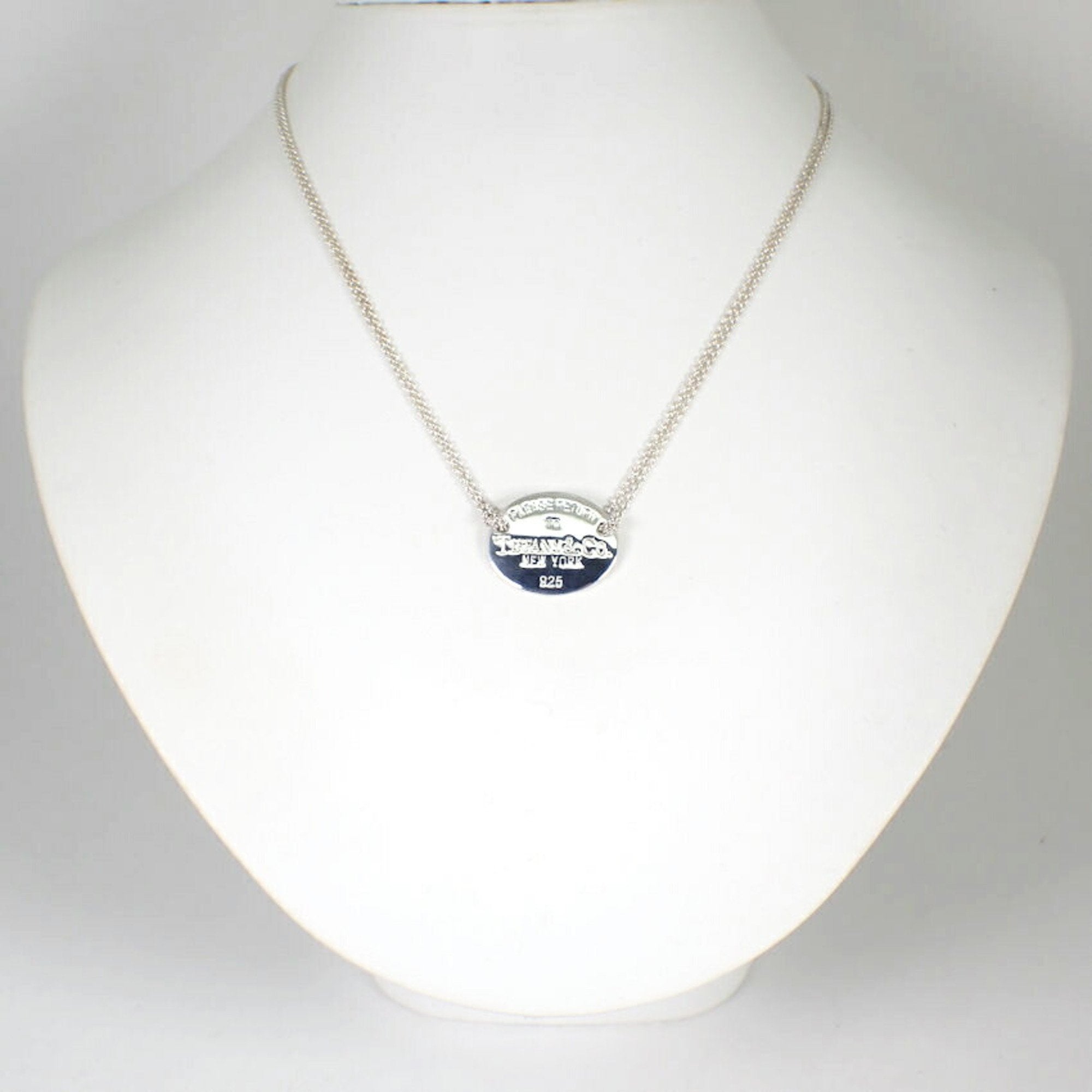 Return To Tiffany Chain Oval Pendant Necklace Sterling Silver