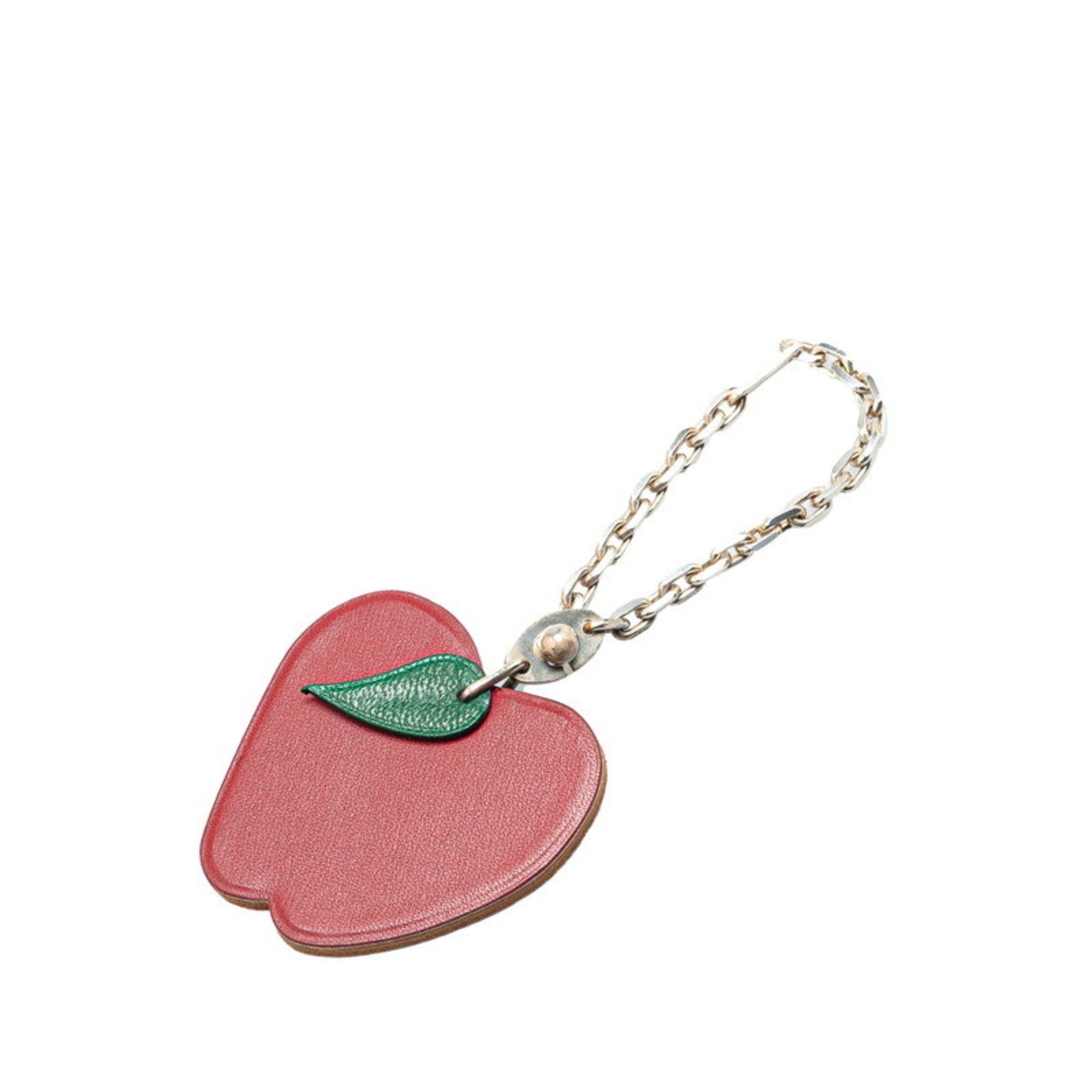Charm Leather and Metal Red and Silver Handbag Charm