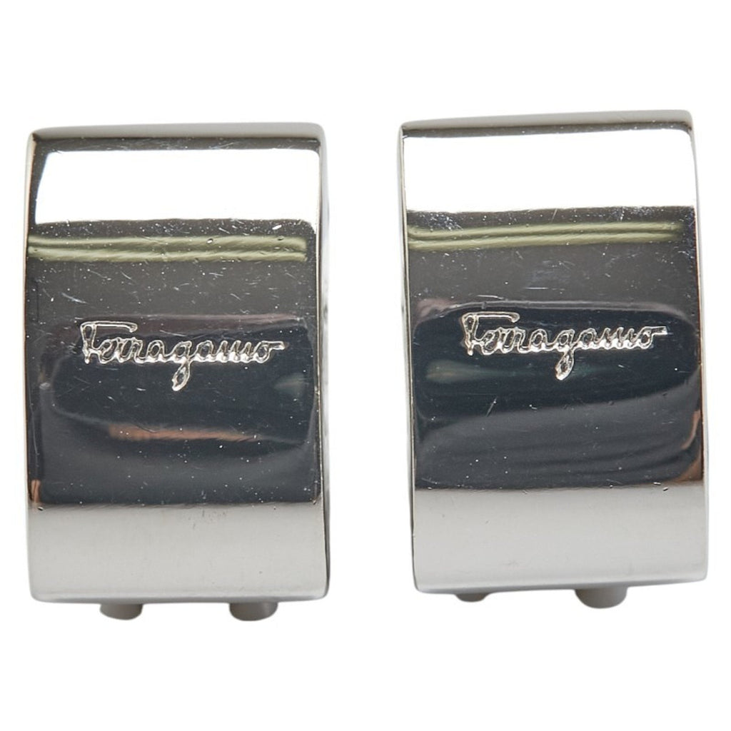 Clip-On Earrings Logo Clip-On Silver-Tone Metal
