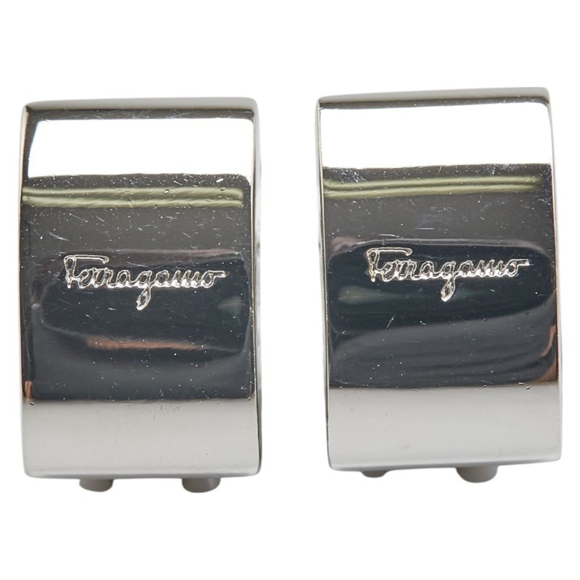 Clip-On Earrings Logo Clip-On Silver-Tone Metal