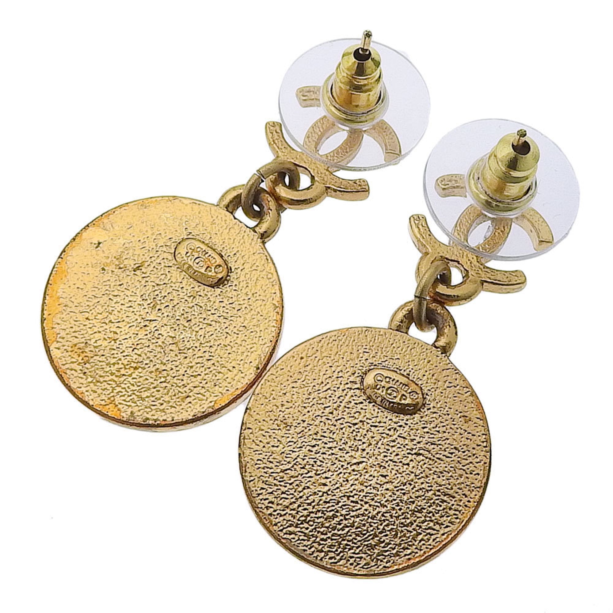 CC Logo Stud Star Earrings Metal Gold-Tone Metal