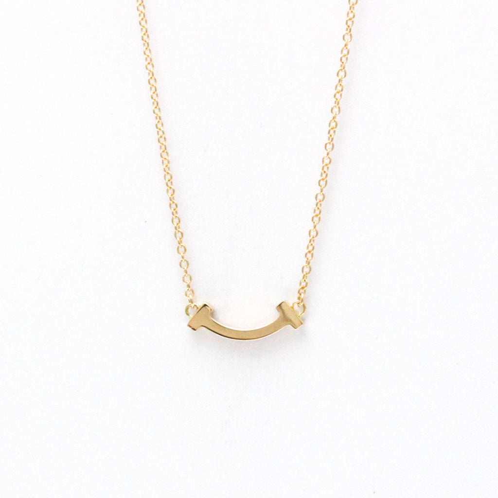 T Smile Pendant Necklace 18K Rose Gold