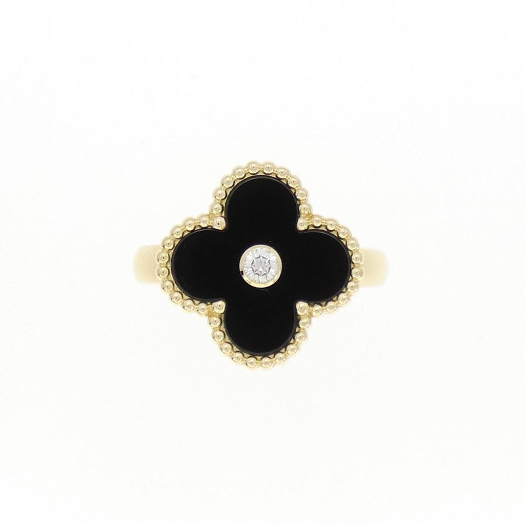Vintage Alhambra Ring 18K Yellow Gold and Onyx