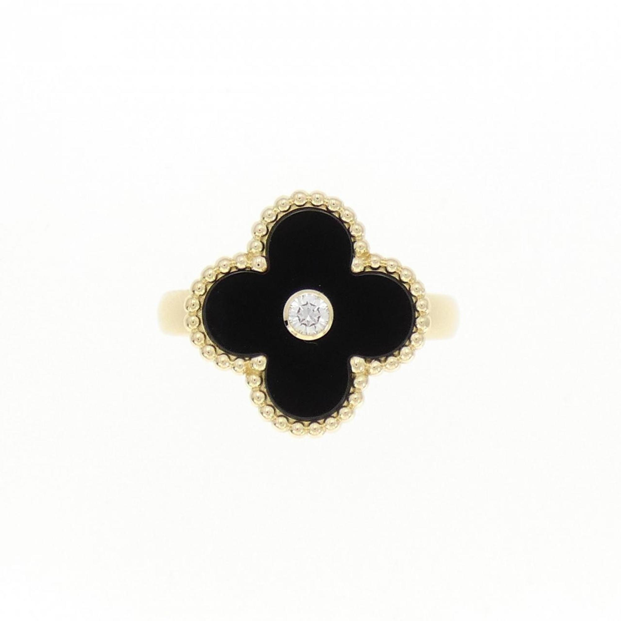 Vintage Alhambra Ring 18K Yellow Gold and Onyx