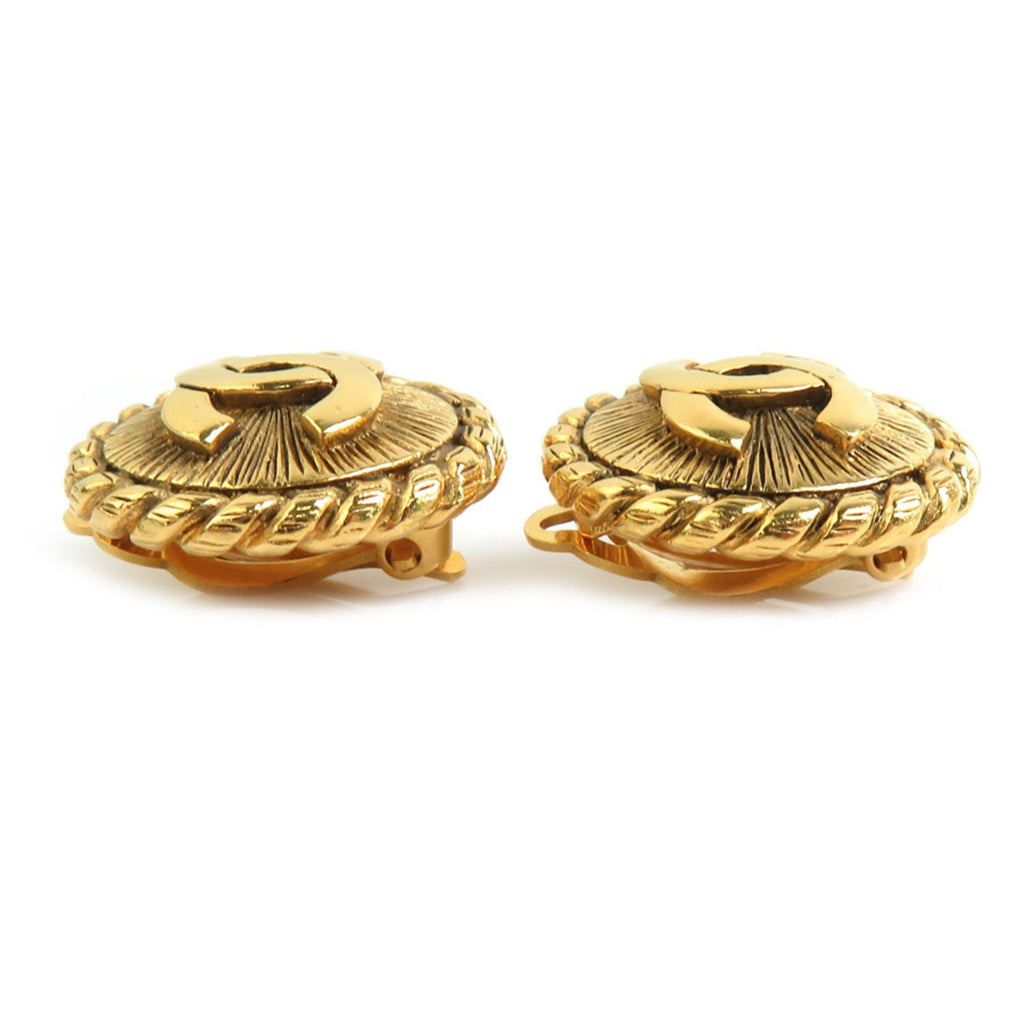 CC Logo Clip-On Earrings Gold-Tone Metal Gold-Tone Metal