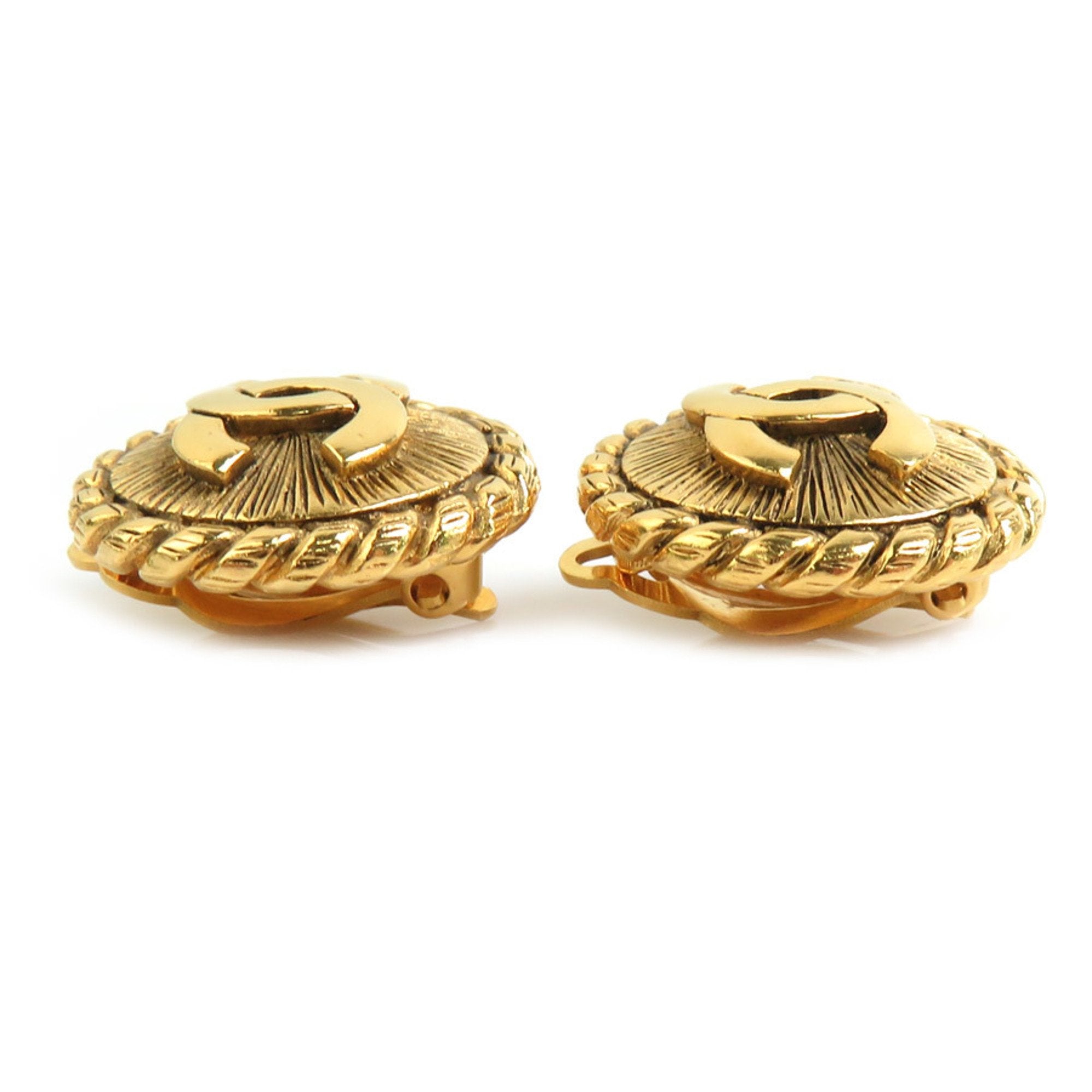 CC Logo Clip-On Earrings Gold-Tone Metal Gold-Tone Metal