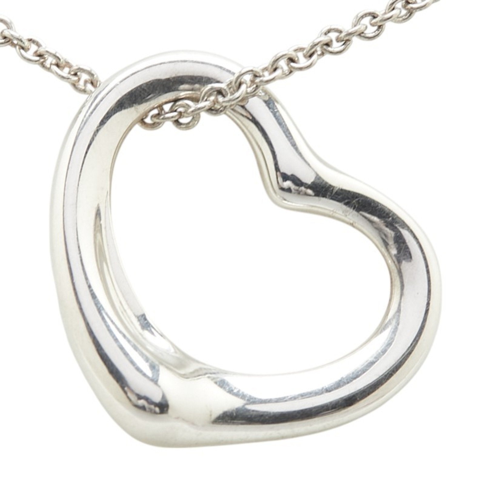 Open Heart Pendant Necklace Sterling Silver 19mm