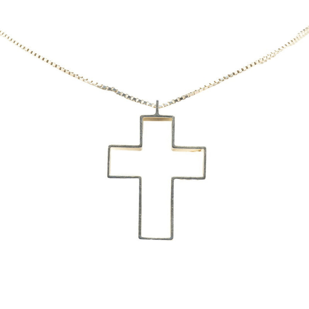Open Cross Pendant Necklace Sterling Silver