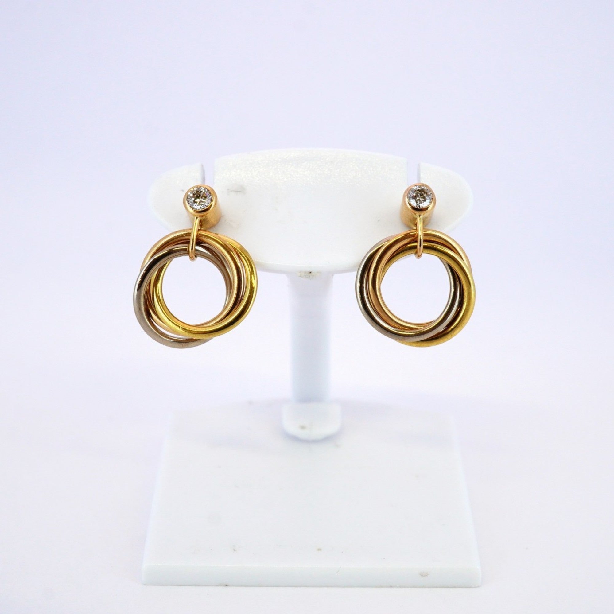 Trinity Earrings 18K Tricolor Gold