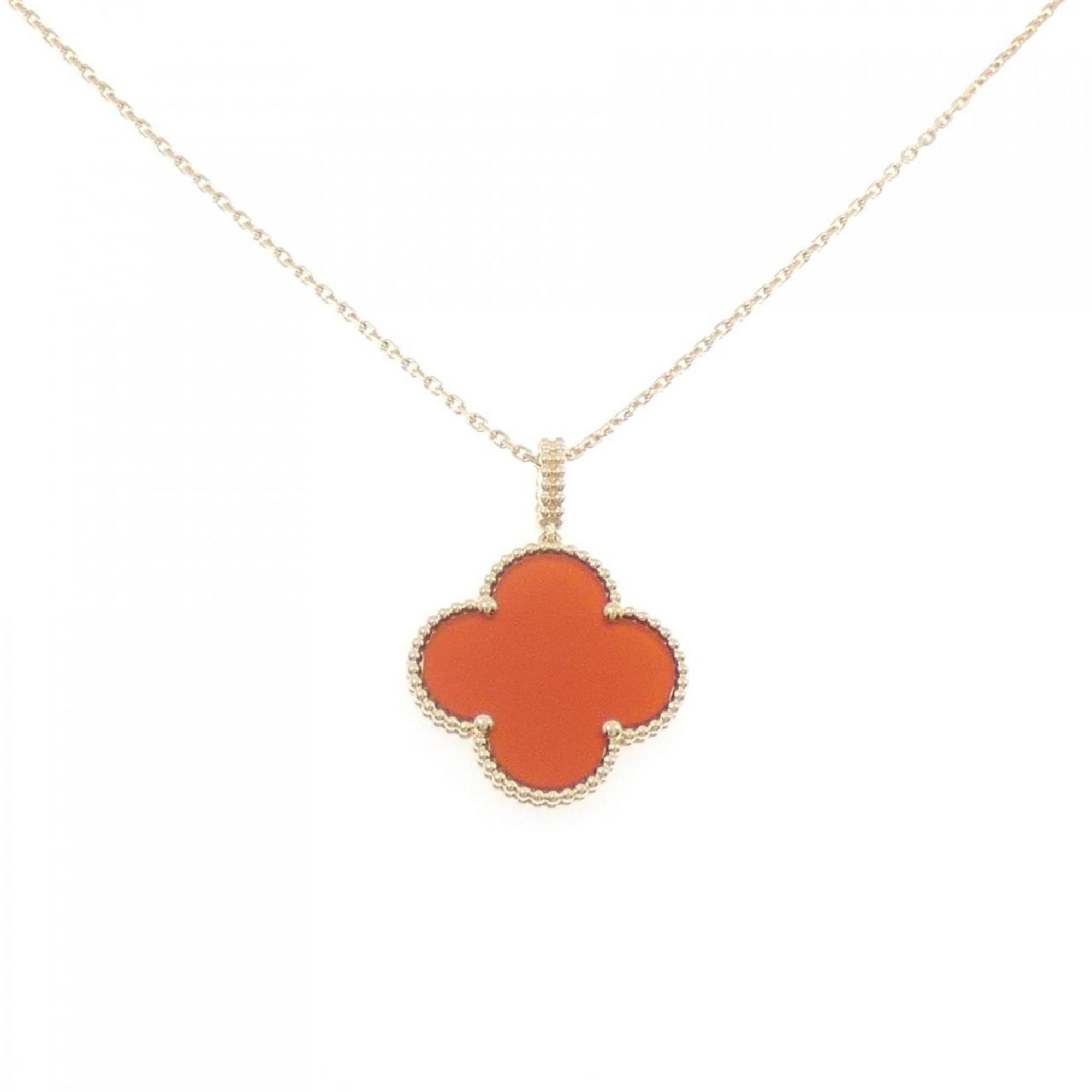 Alhambra Pendant Necklace 18K Yellow Gold and Carnelian