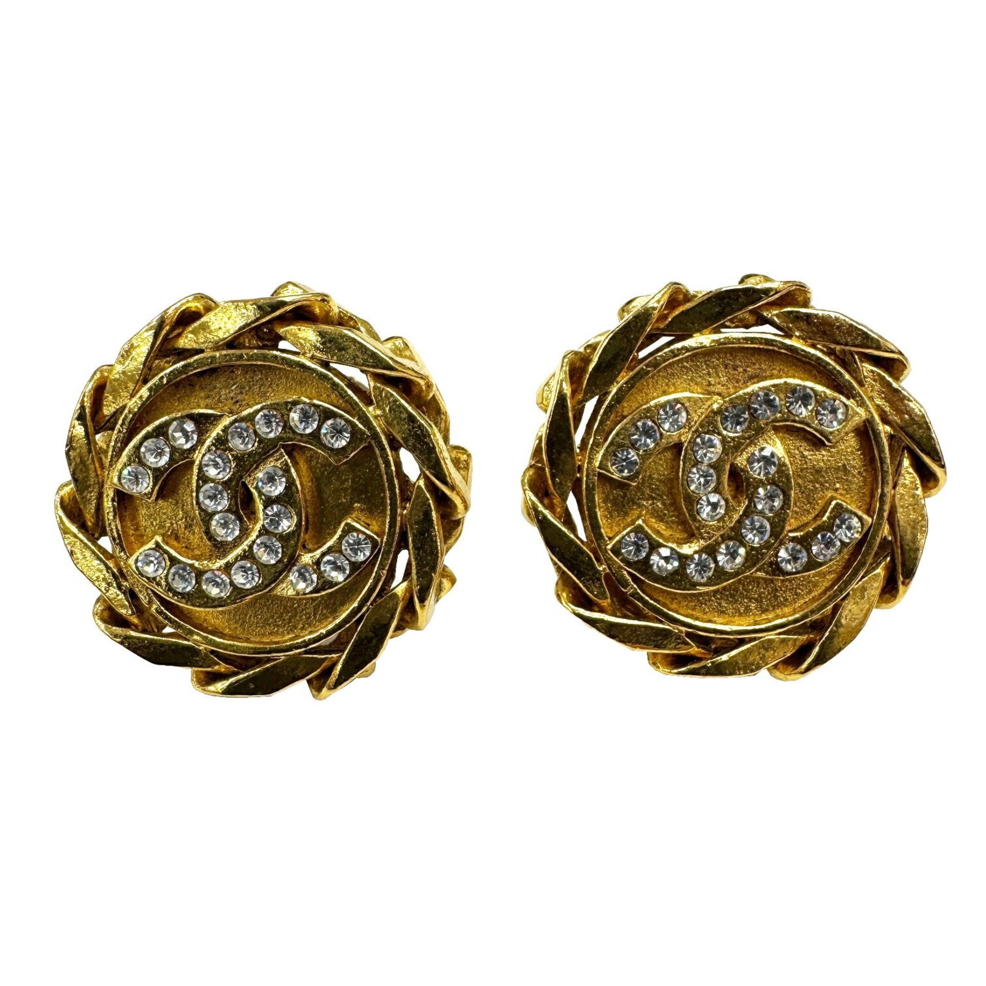 CC Logo Clip-On Earrings Metal Gold-Tone Metal