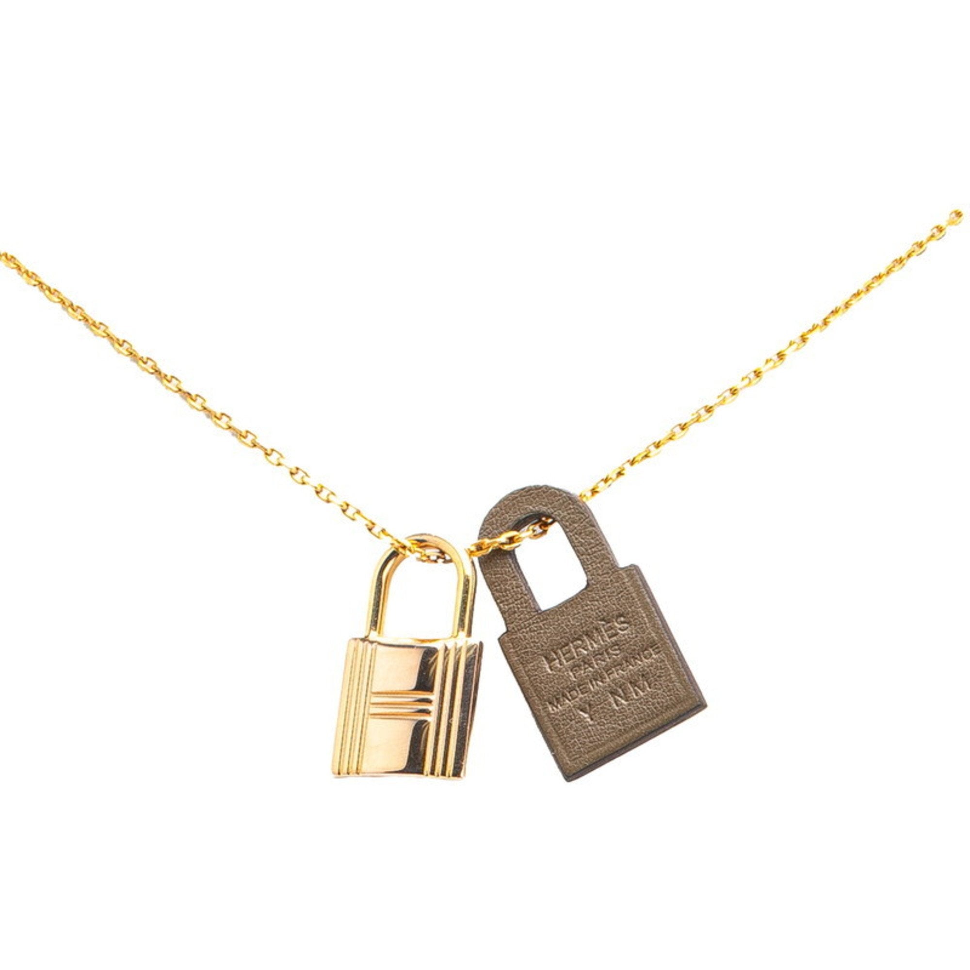 Kelly Pendant Necklace Swift Leather and Pink Gold