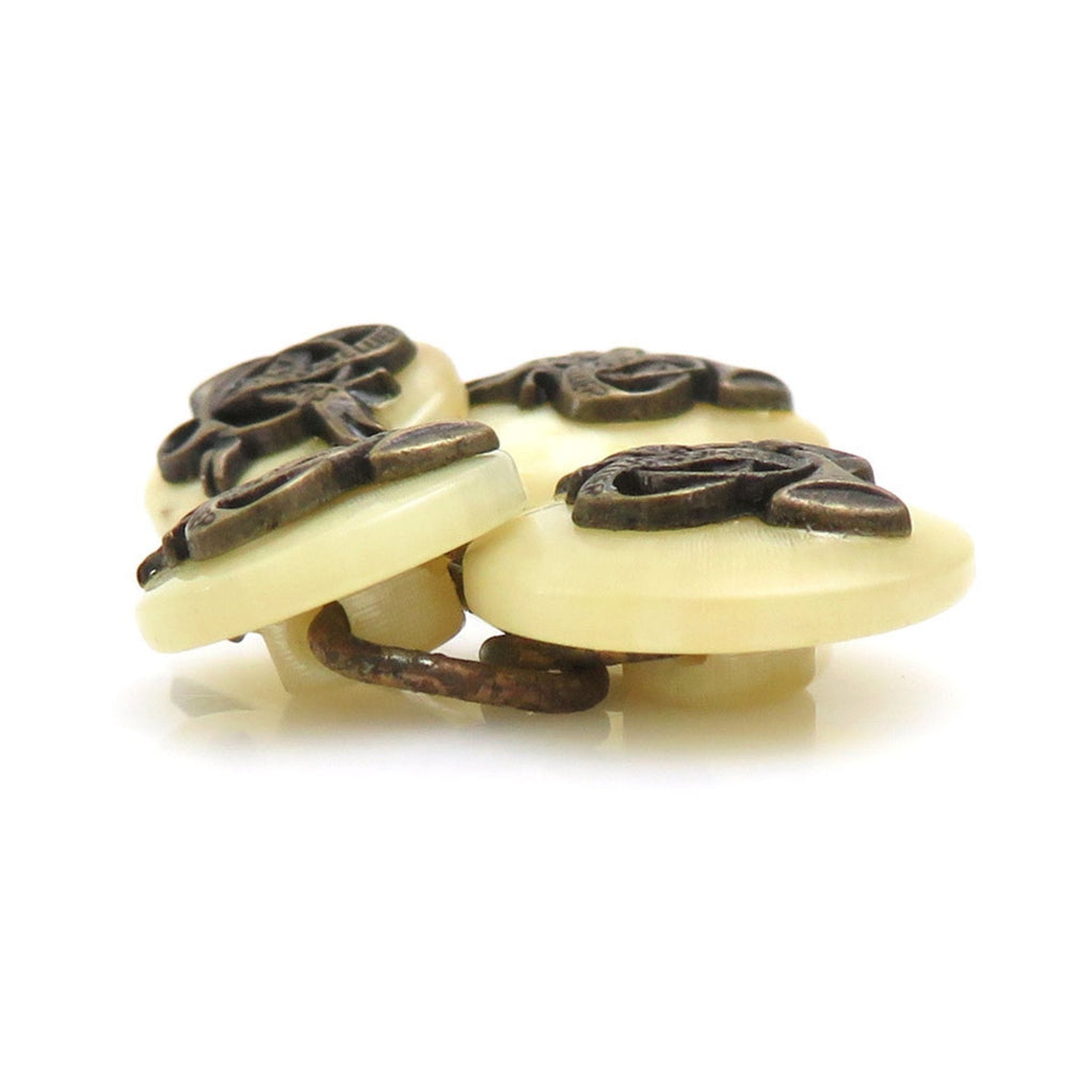 Cufflinks Metal Beige and Gold with Shell Bracelet