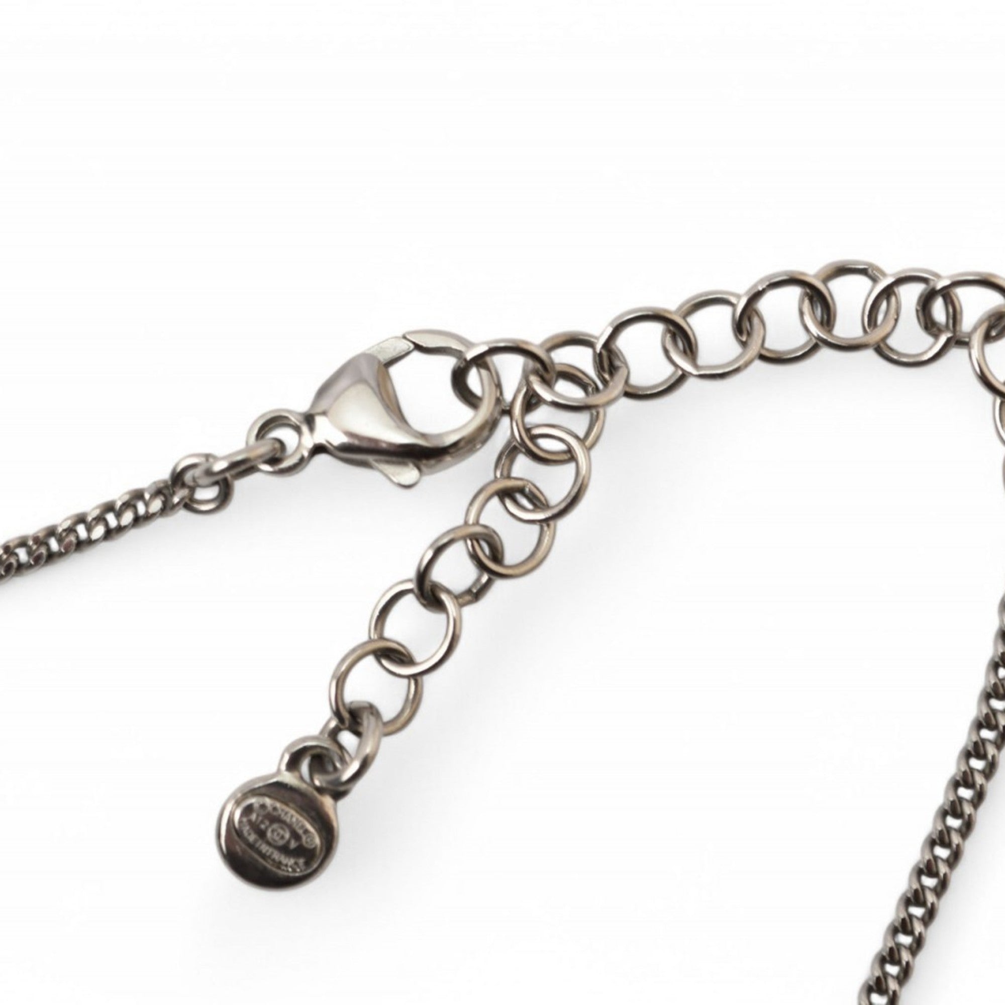 CC Logo Pendant Necklace Silver-Tone Metal