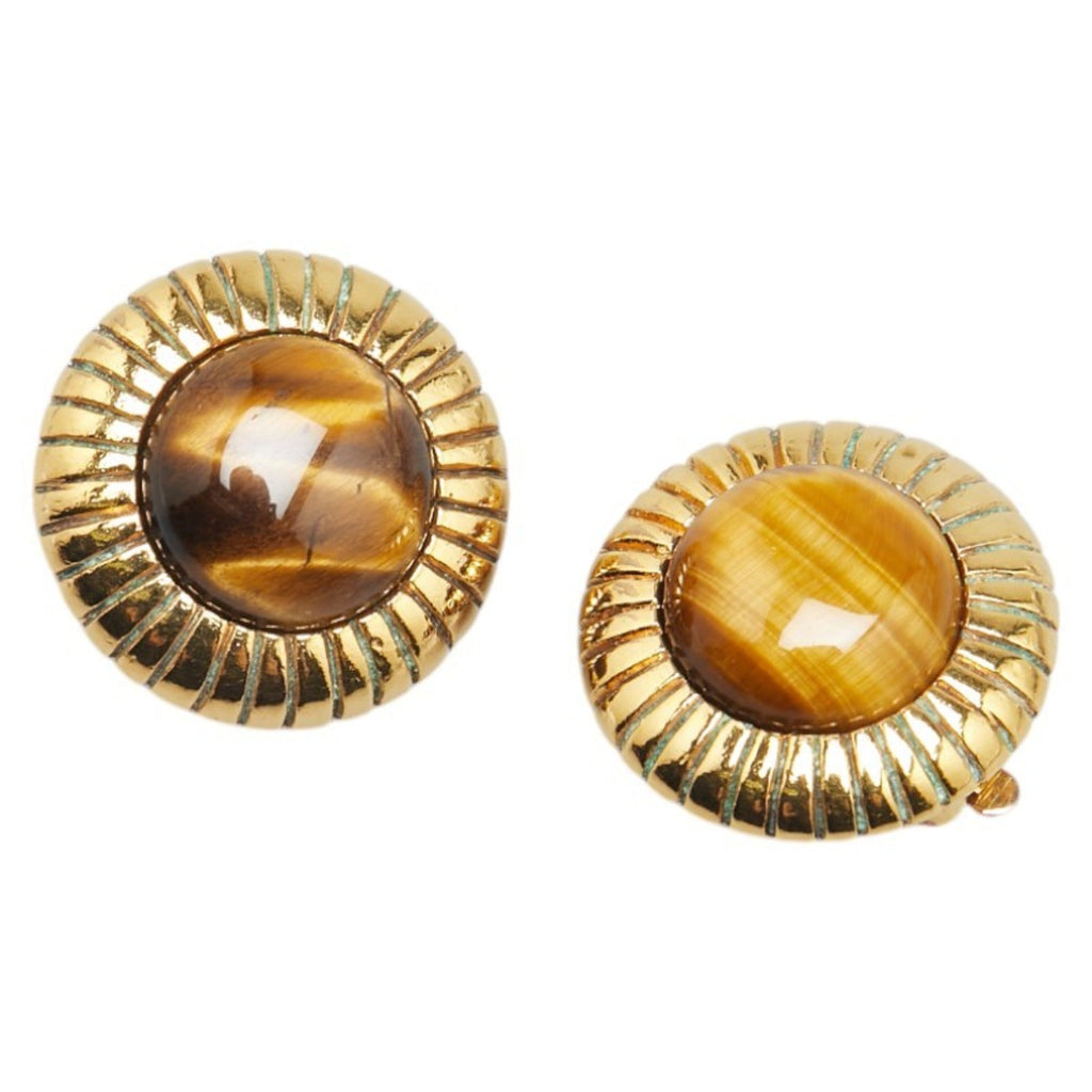 Vintage Clip-On Earrings Clip-On Gold-Tone Metal