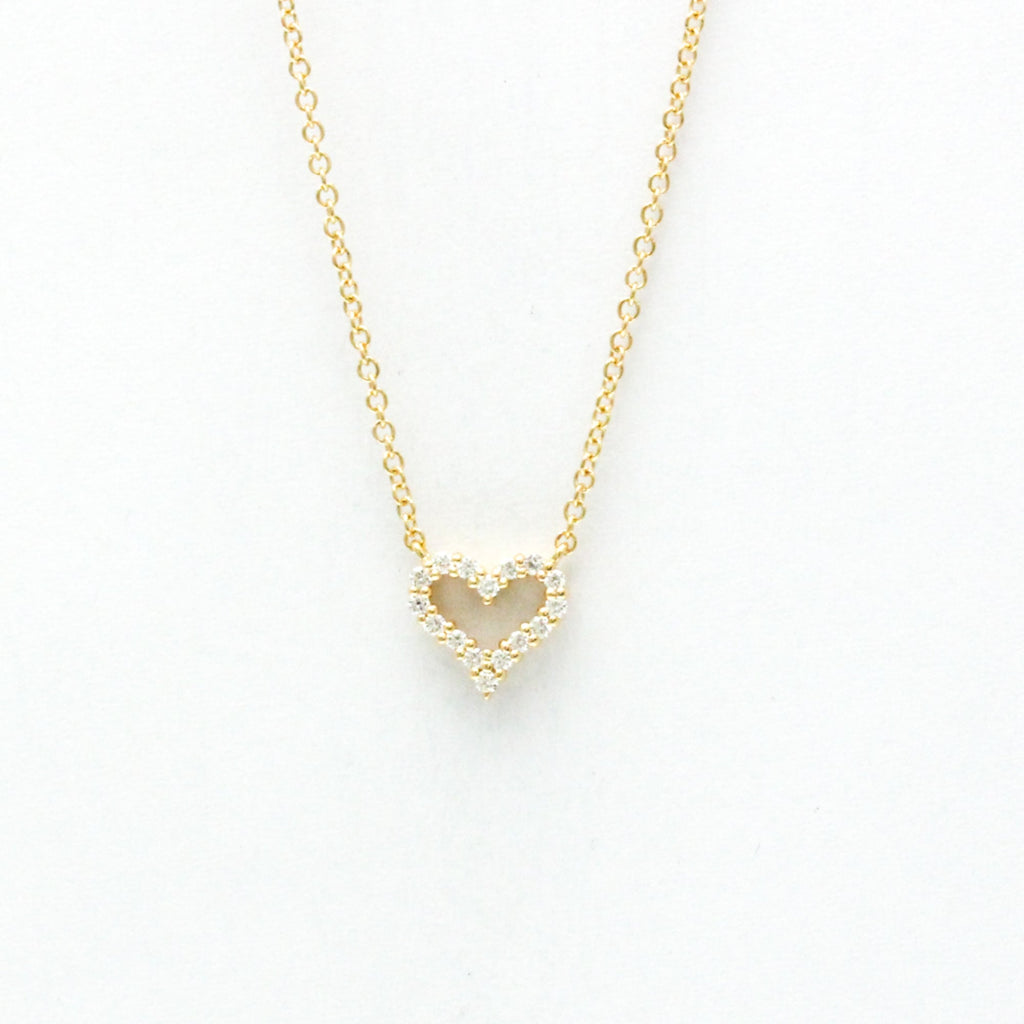 Sentimental Heart Pendant Necklace 18K Rose Gold Mini with Diamond