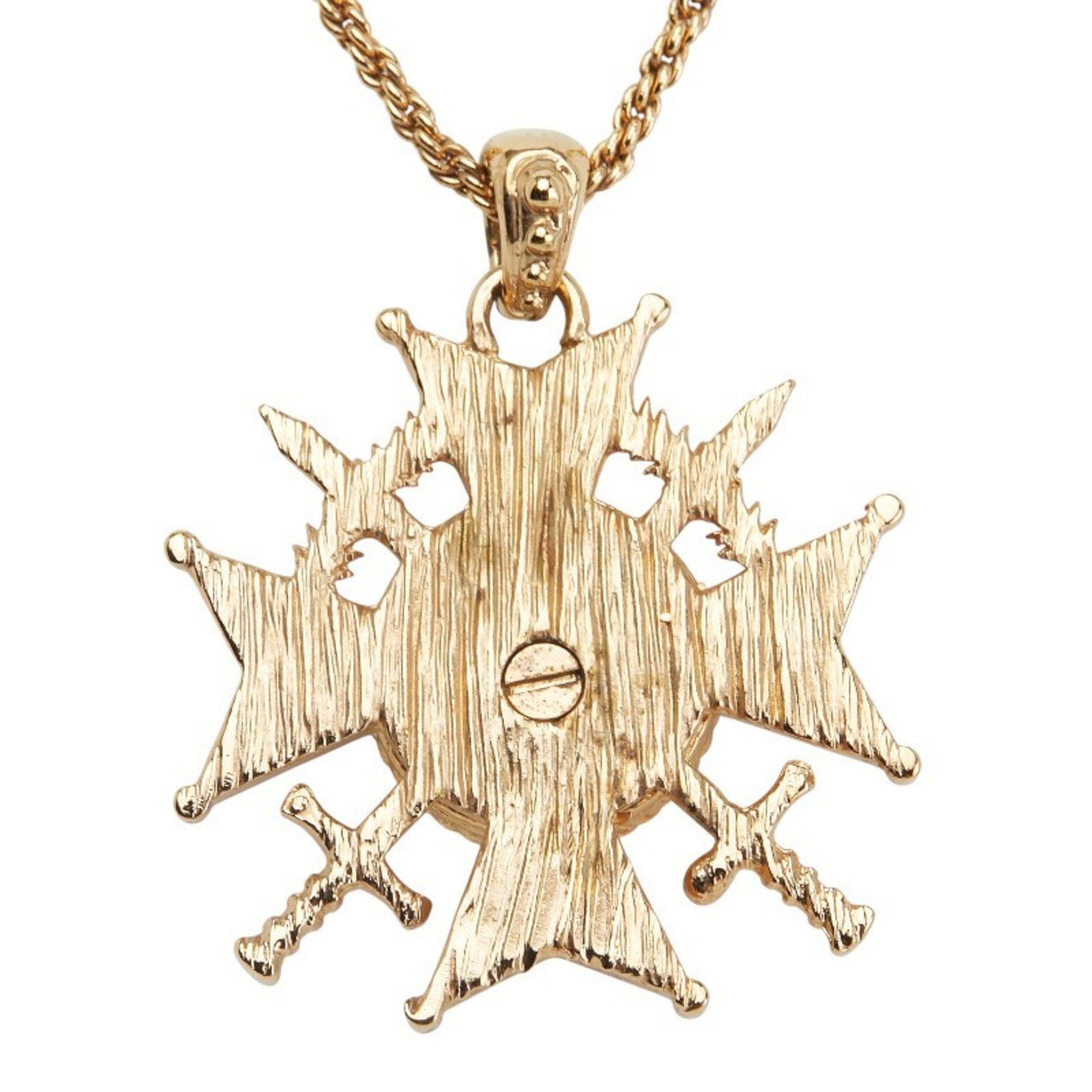 Crown Medal Pendant Necklace Gold