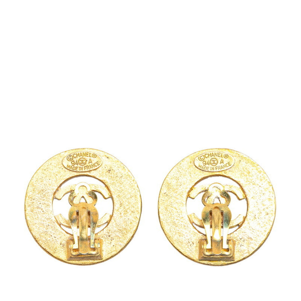 CC Logo Clip-On Earrings Metal Gold-Tone Metal
